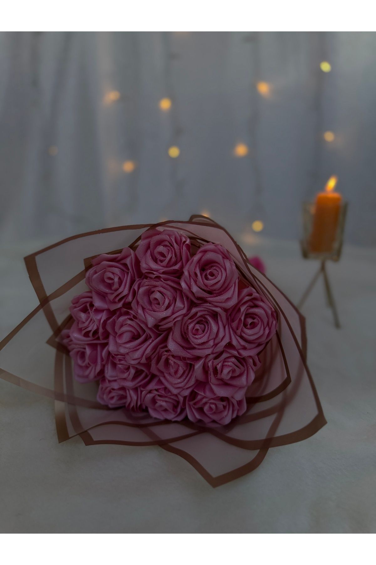 PARSÇİÇEK 15 li Gül Buketi Yapay Solmayan Saten Yapay Cicek (Pembe)