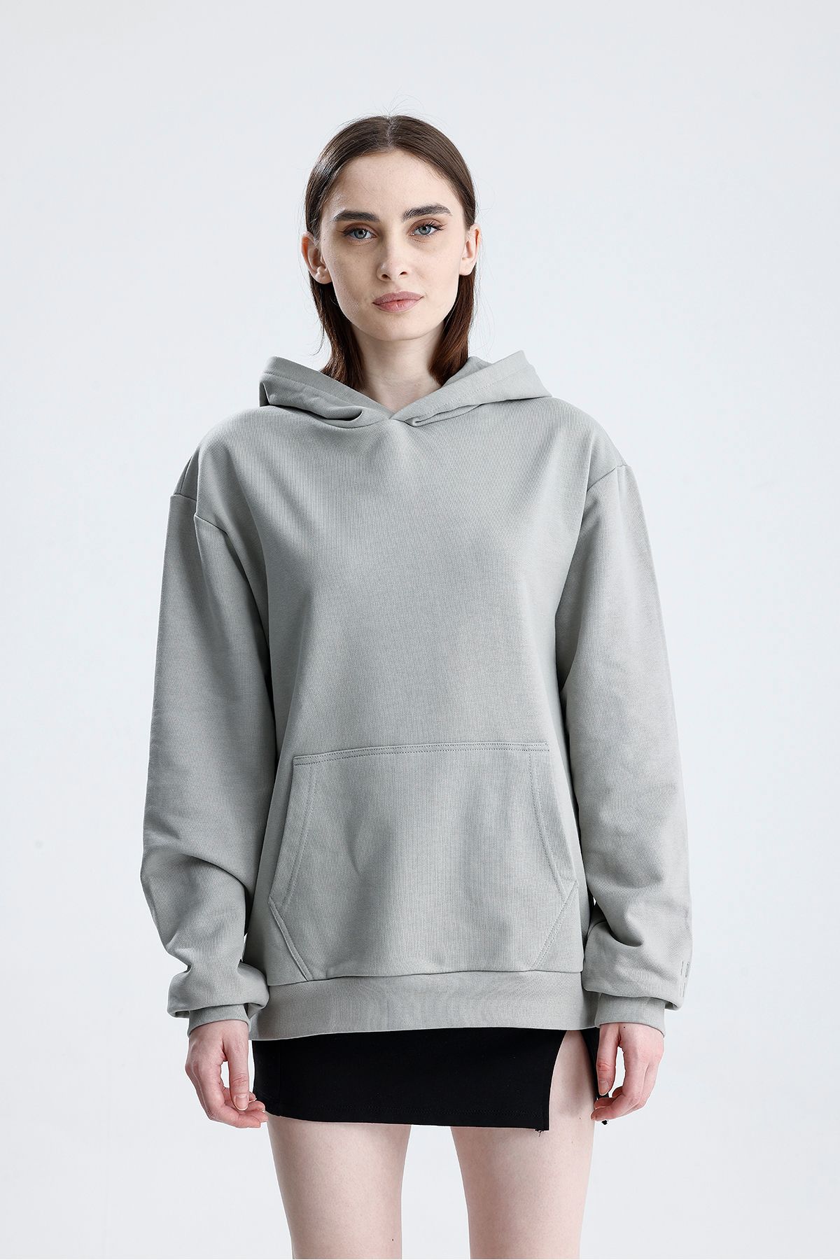 Sofist İstanbul Relaxed Fit Unisex Hoodie %100 Pamuk Kapüşonlu Kanguru Cepli Düz Renk