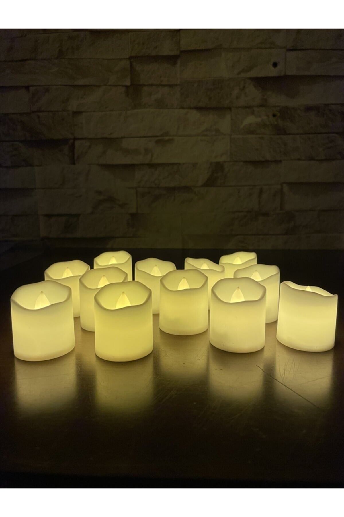 Elioure Işıklı Sarı Led Mum 24'lü, Pilli, Tealight, Hediyelik, Dumansız, Şık ve Şeffaf Tasarım