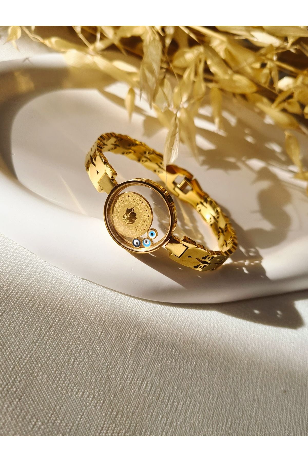 Mirage Design Gold Detaylı Çelik Bileklik 11