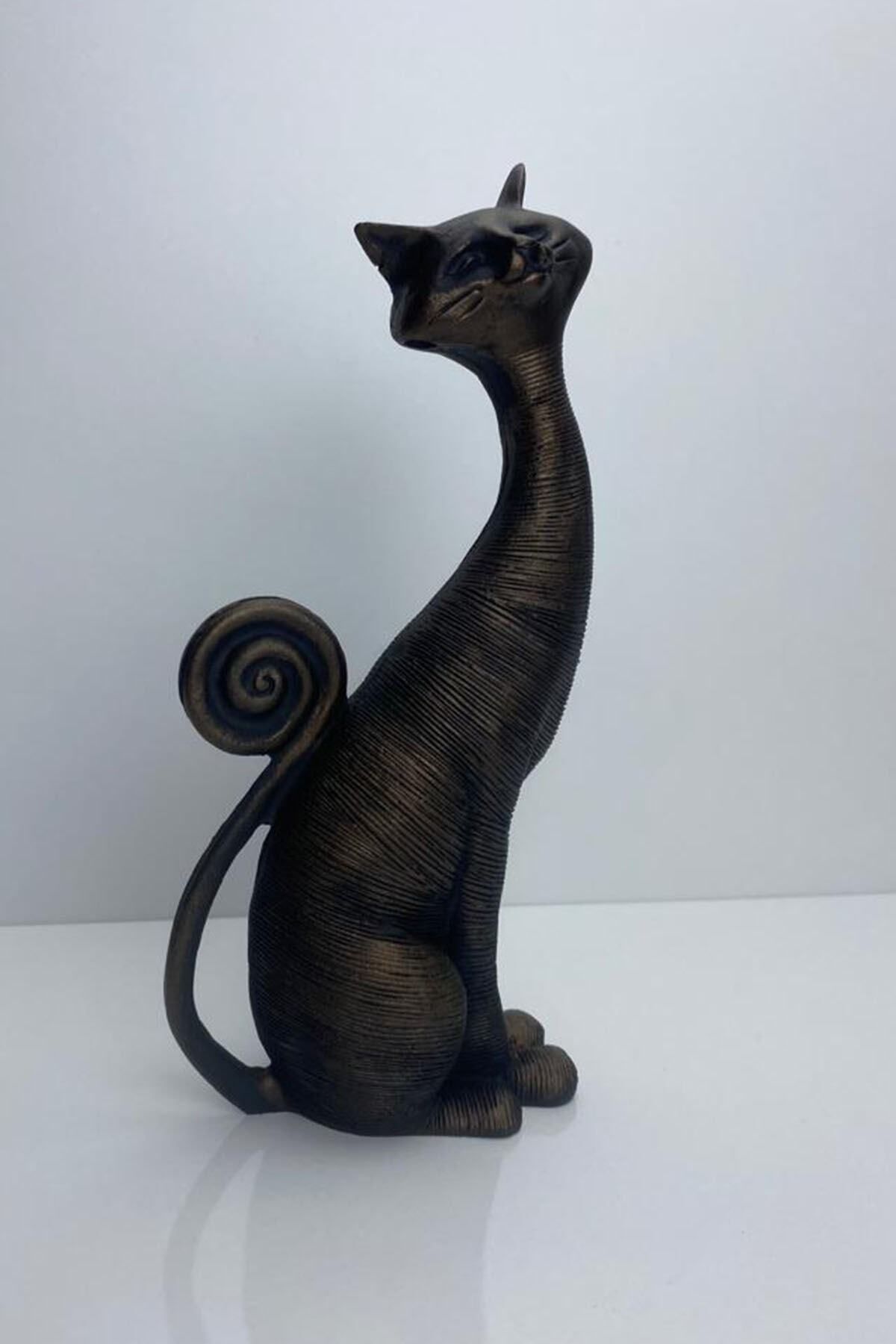 Elioure Şık Bronz Kedi Figürlü Dekoratif Obje, Ev ve Ofis İçin Zarif Aksesuar