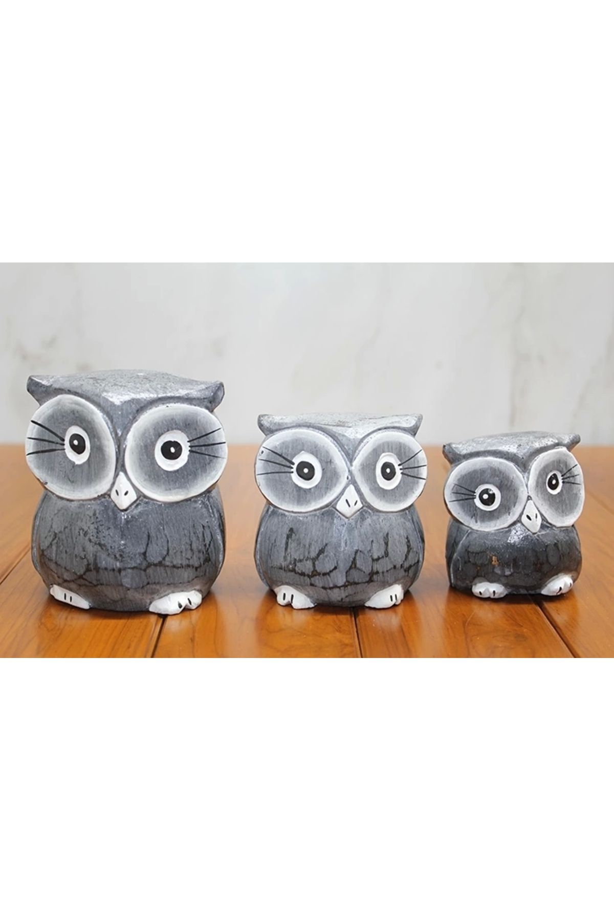 shop Ahşap 3'lü Baykuş Seti Polos:2