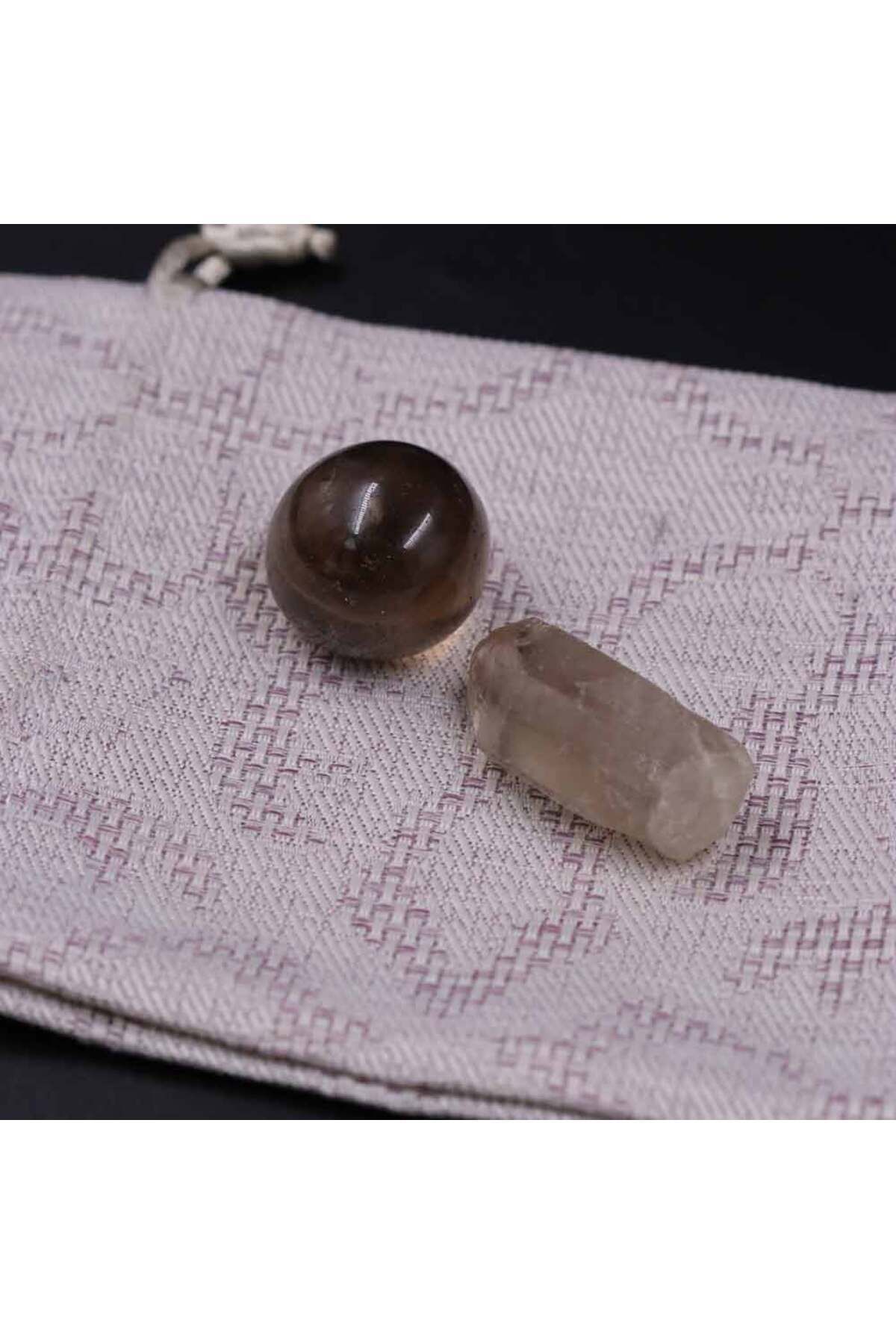 Elioure Dumanlı Kuvars Taşı 20/30g Doğal Taş Ham ve İşlenmiş 2'li Set
