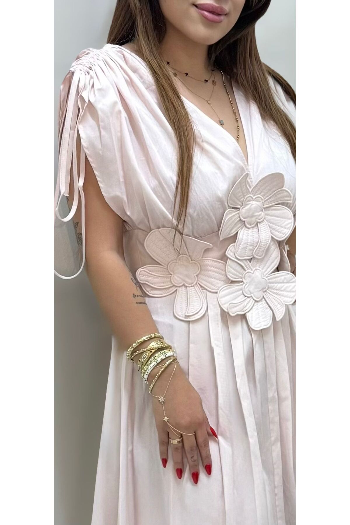 ROSE BUTİK06 ÇİÇEK KABARTMALI ELBİSE