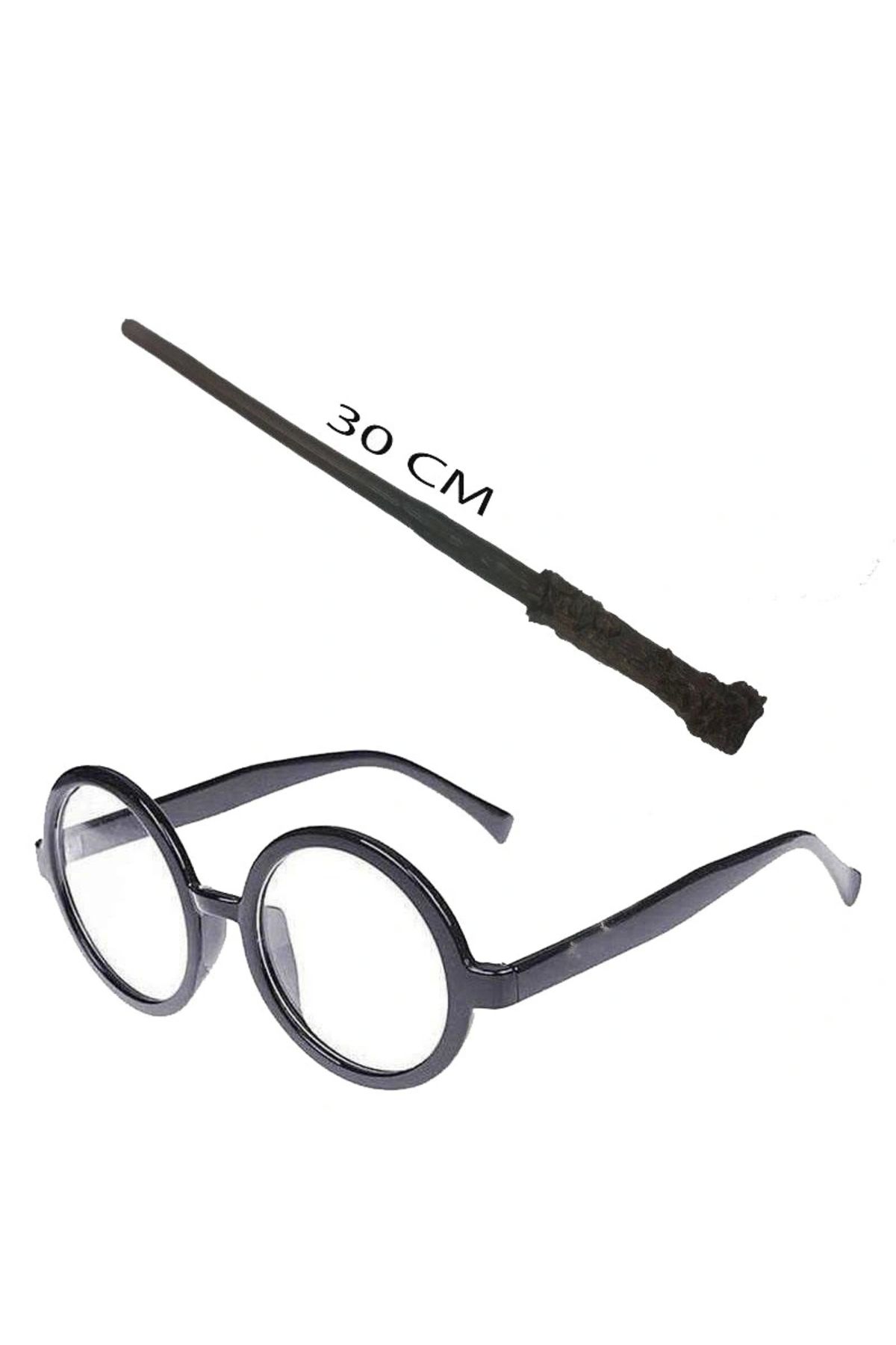 shopwave Harry Potter Asası 30 cm ve Siyah Çerçeveli Harry Potter Gözlüğü Seti (5047)