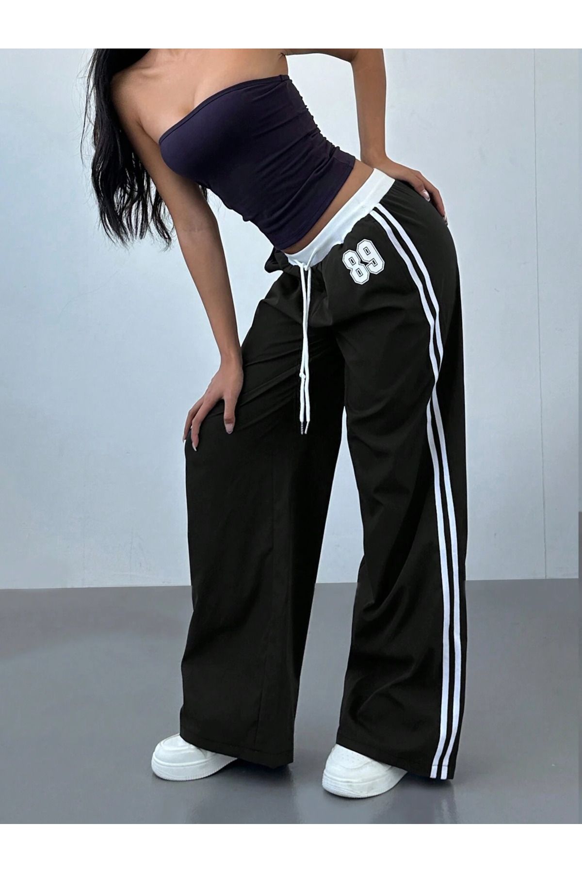 Touz Moda 89 Number Oversize Bel İp Detaylı Baggy Eşofman Altı