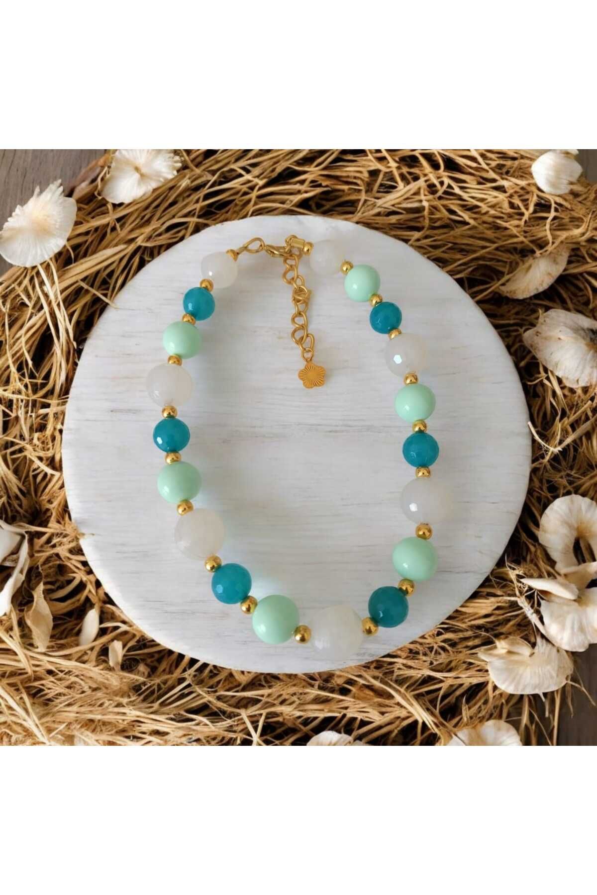 MandalinHome ÜÇ RENKLİ AKRİLİK TOP CHOKER KOLYE