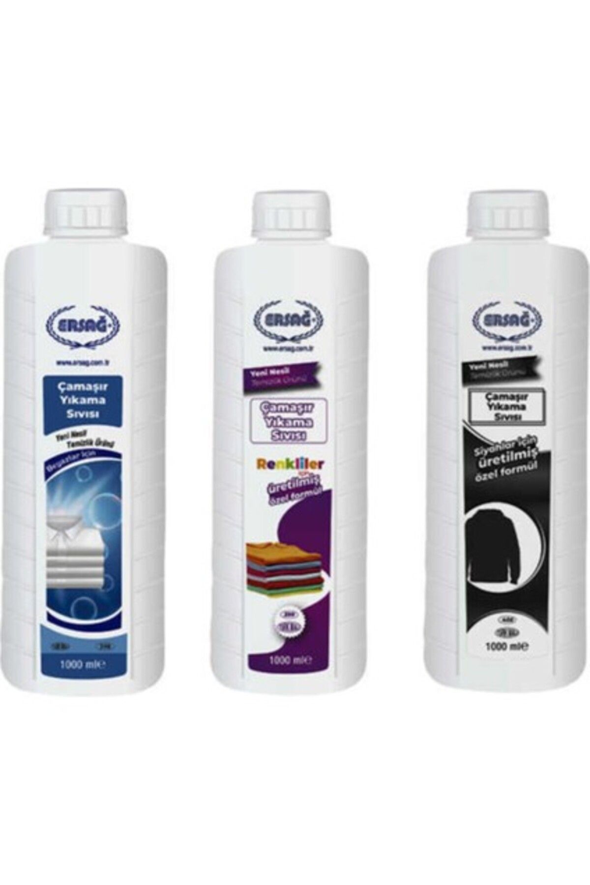 Ersağ Ersağ Çamaşır Yıkama Sıvısı (Beyazlar + Siyahlar + Renkliler Için 3lü Set) 1000 Ml.