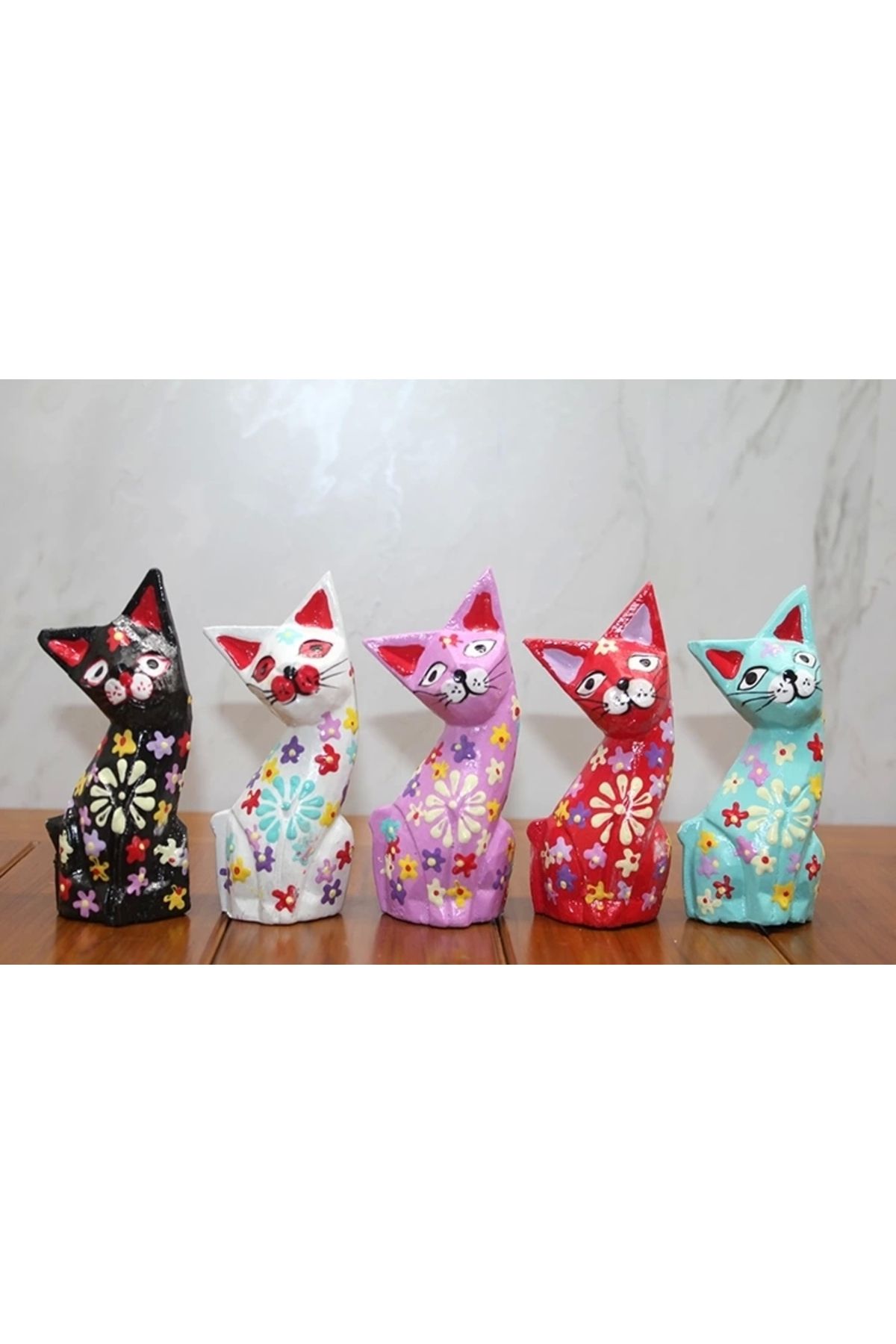 shop Ahşap 5'li Kedi Seti Polos:7