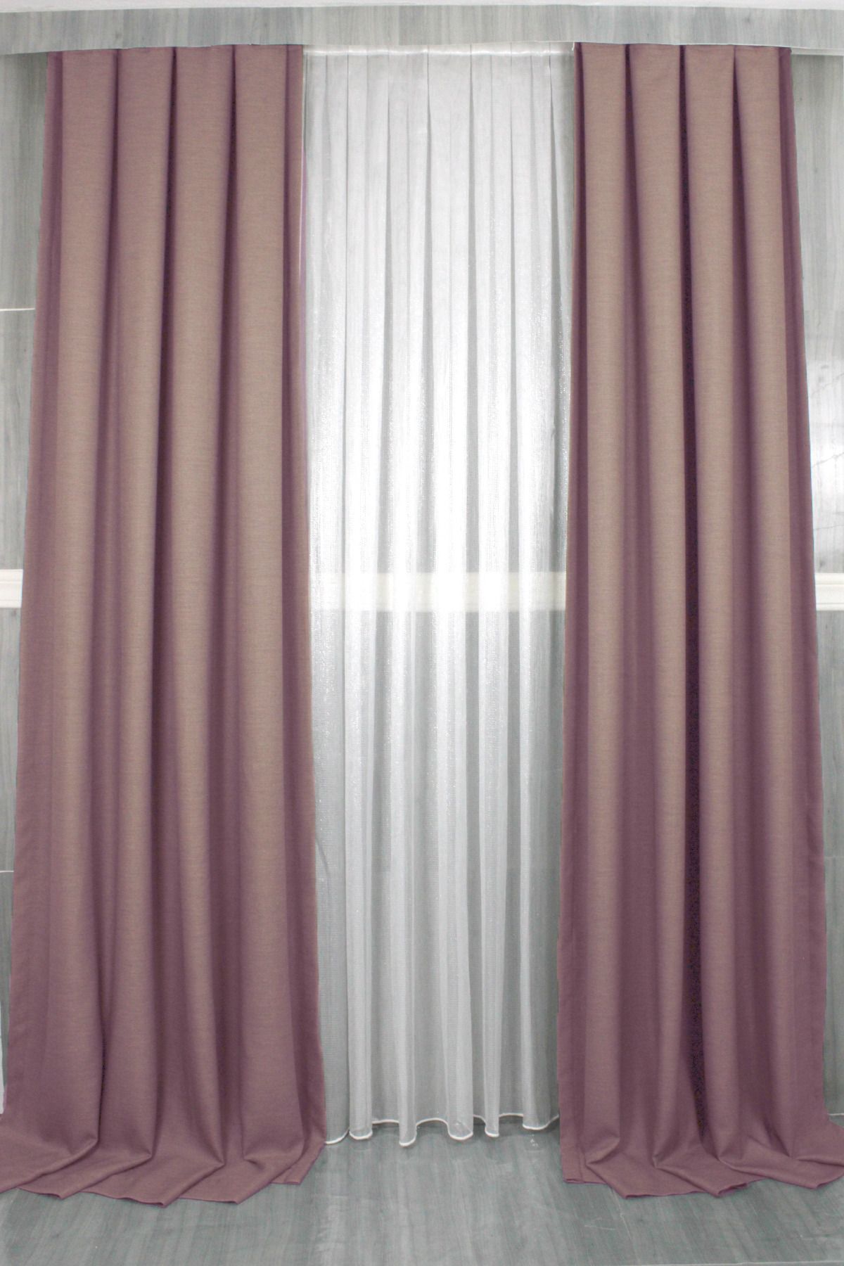 MebelPort Curtain Keten Fonluk Rüstik Ve Kornişe Uygun Düz Dikim