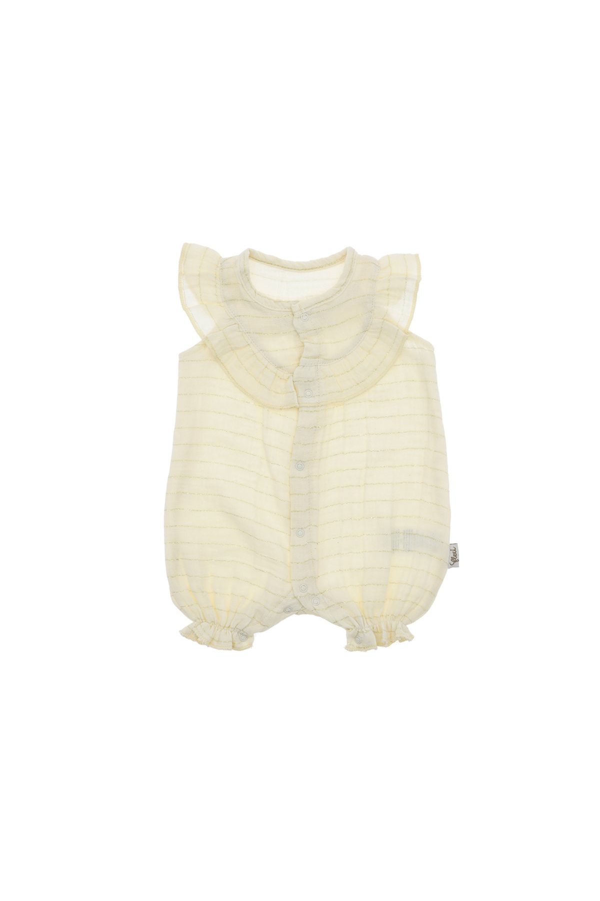 Oyo Store Kız Bebek Yazlık Simli Çizgili Tulum – 3-9 Ay Bej & Pembe