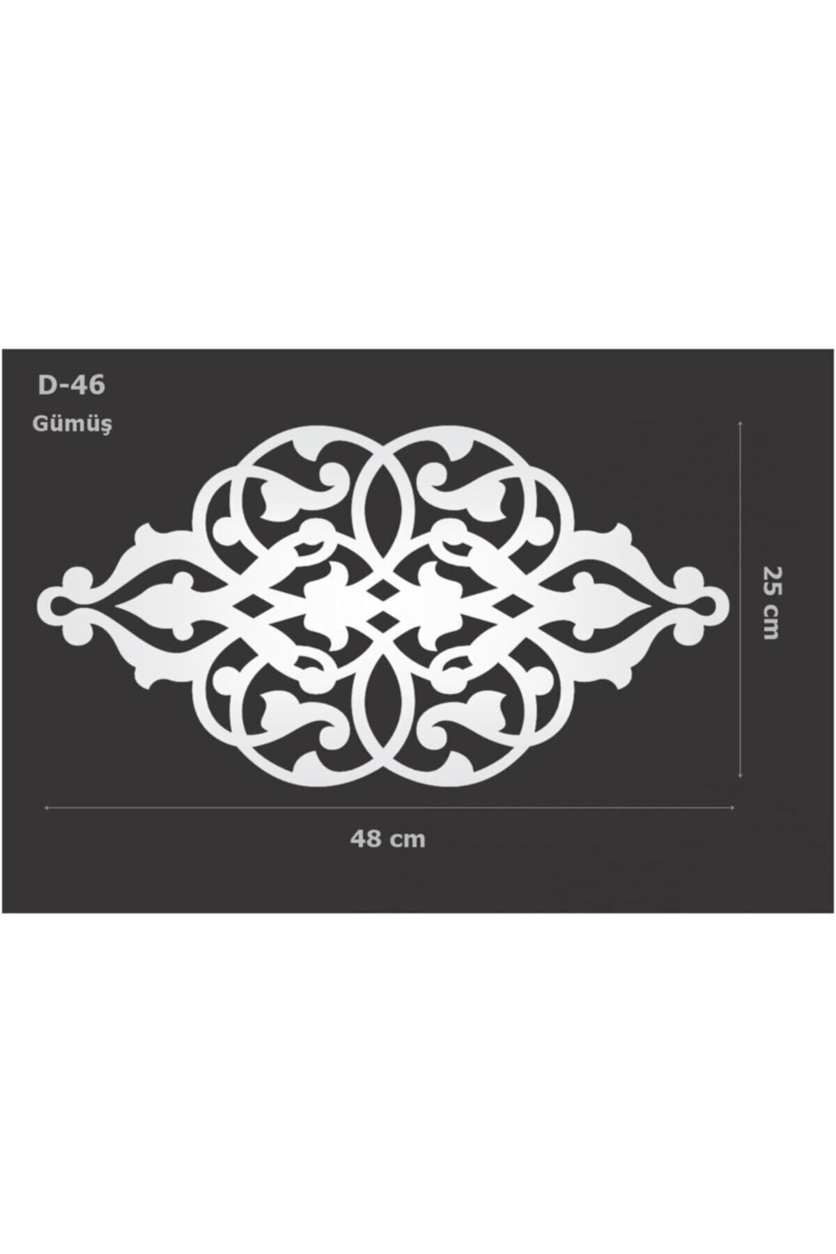 Elioure Gümüş Aynalı Pleksi Dolap Süsü, 48x25 cm, Renkli, Dekoratif ve Şık Tasarım