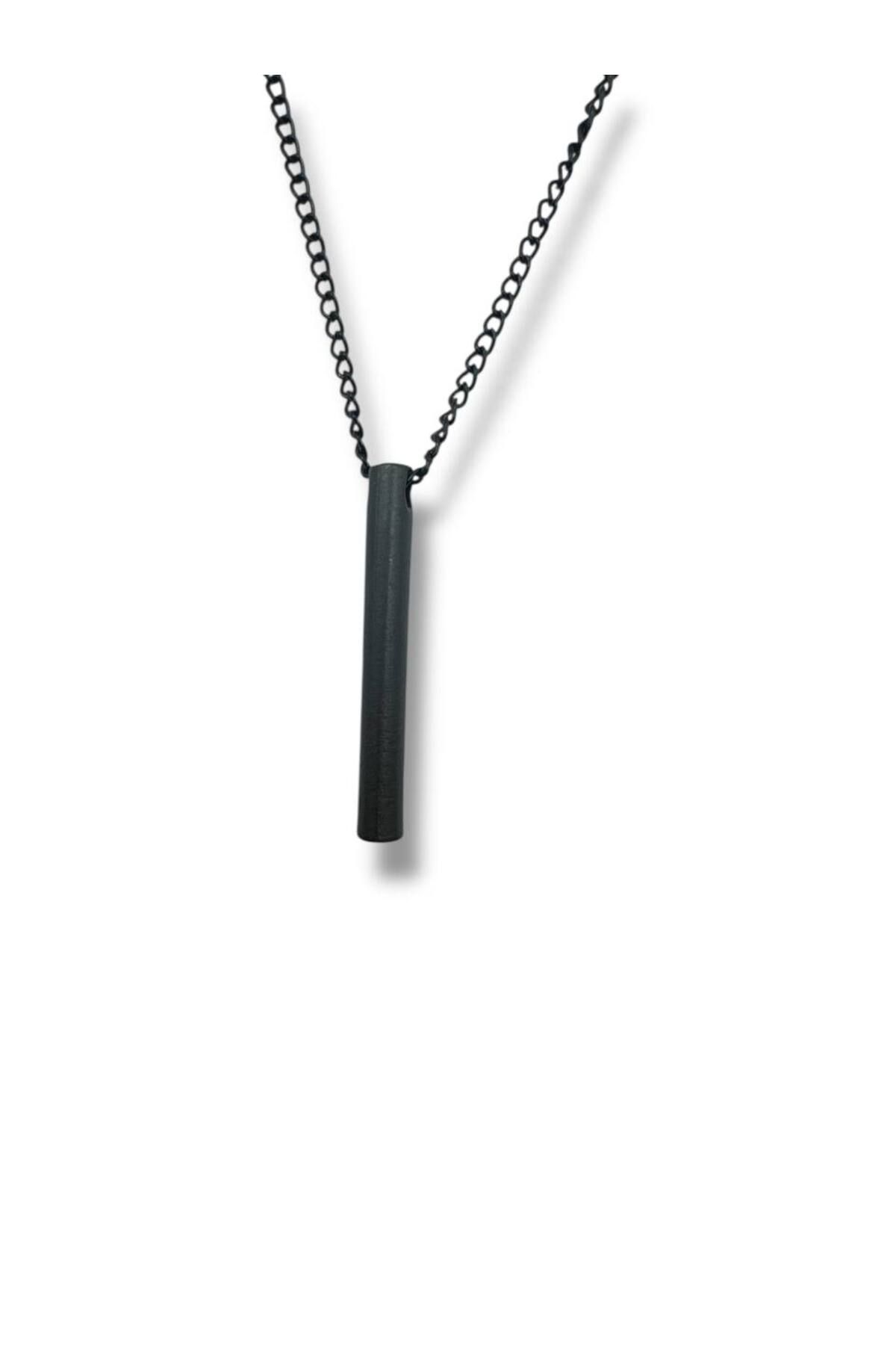 Herşey Nota Dark Core – Füme Renk Silindir Figürlü Unisex Kolye (60 cm Zincirli)