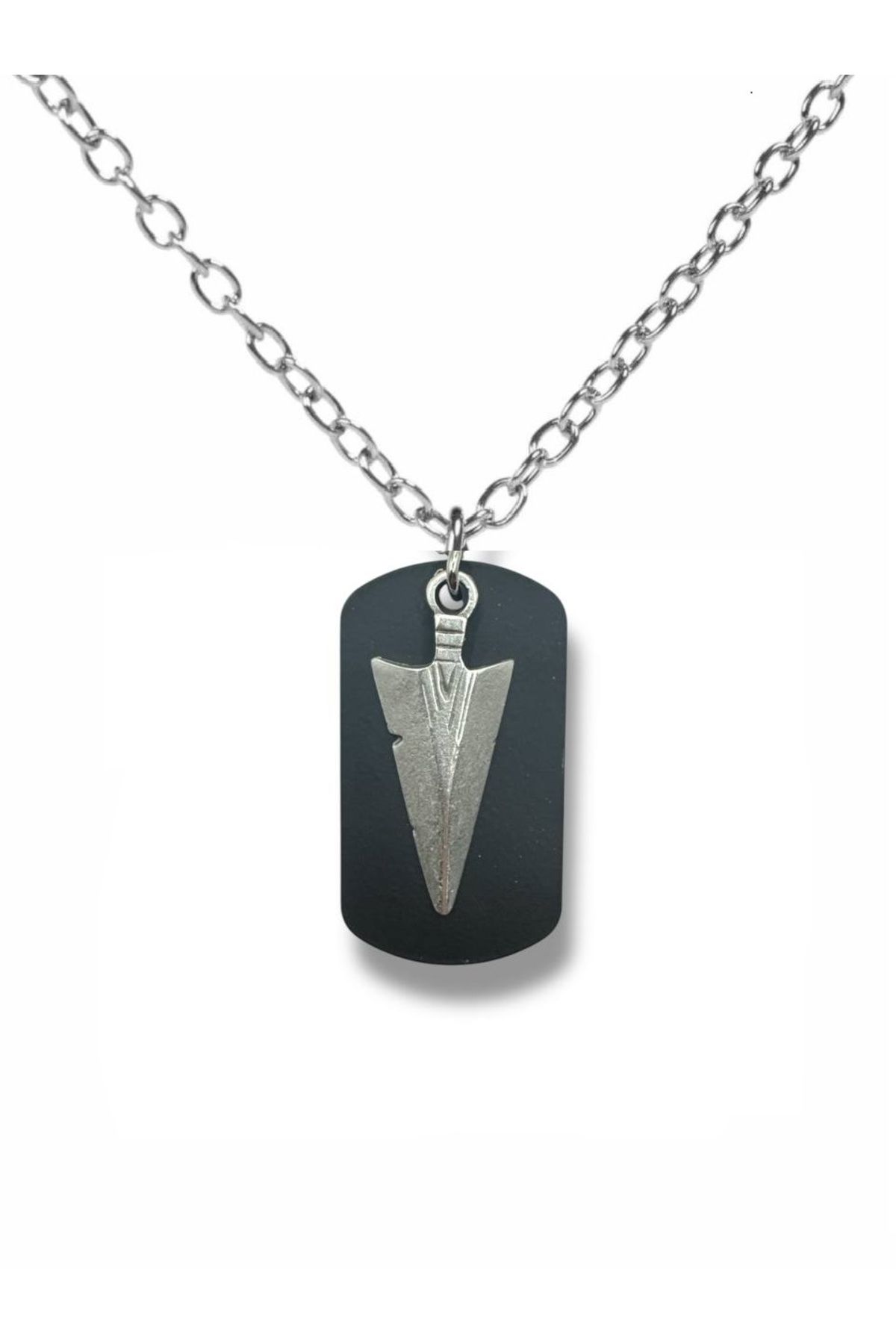 Herşey Nota Spearhead Valor – Mızrak Ucu Figürlü Unisex Künye Kolye (60 cm Zincirli)