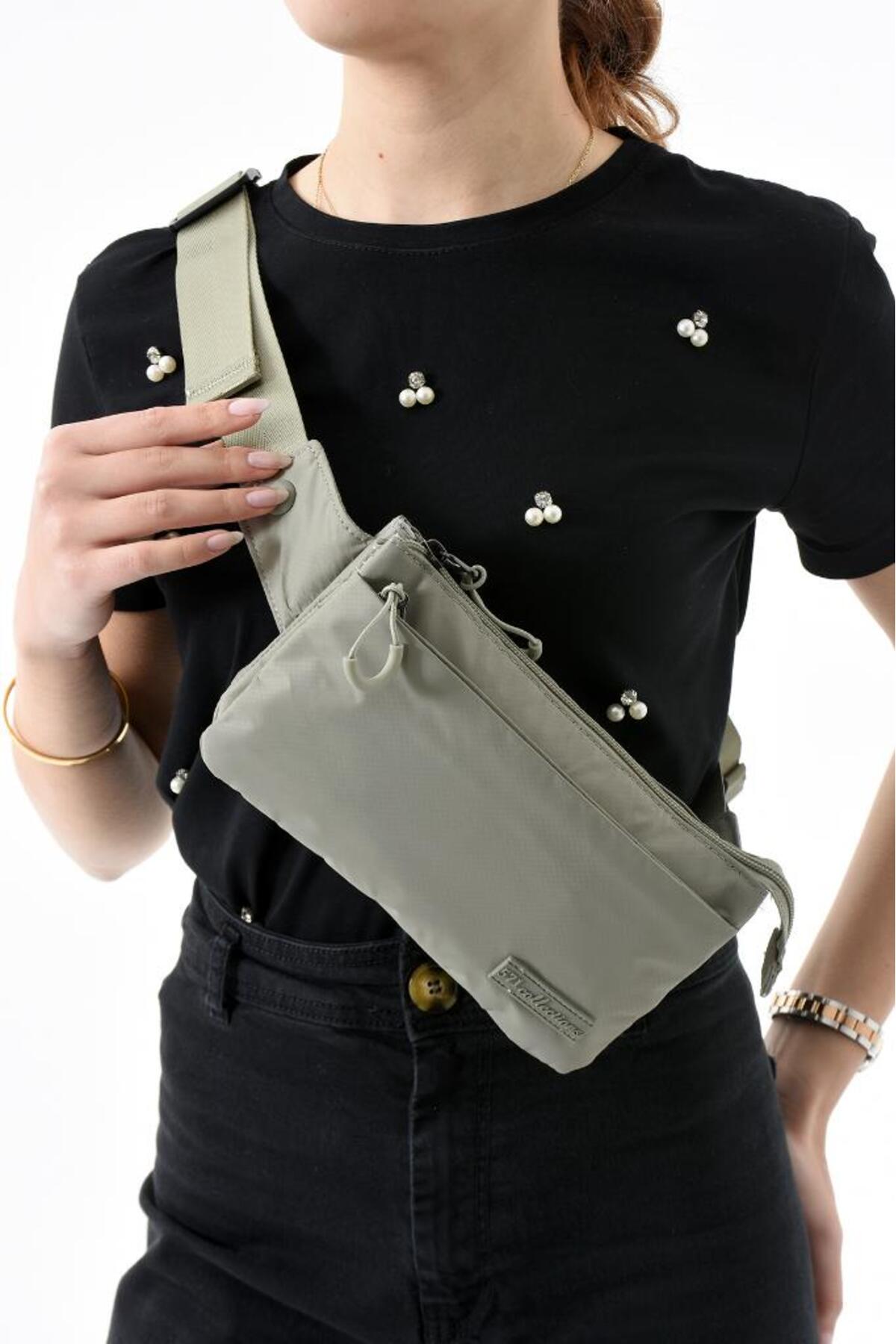 Baginn Unisex Bel Çantası Free Bag Paraşüt Kumaş Hafif Yağmur Geçirmez Kumaş Çok Cepli Body Bag 23*12 Cm