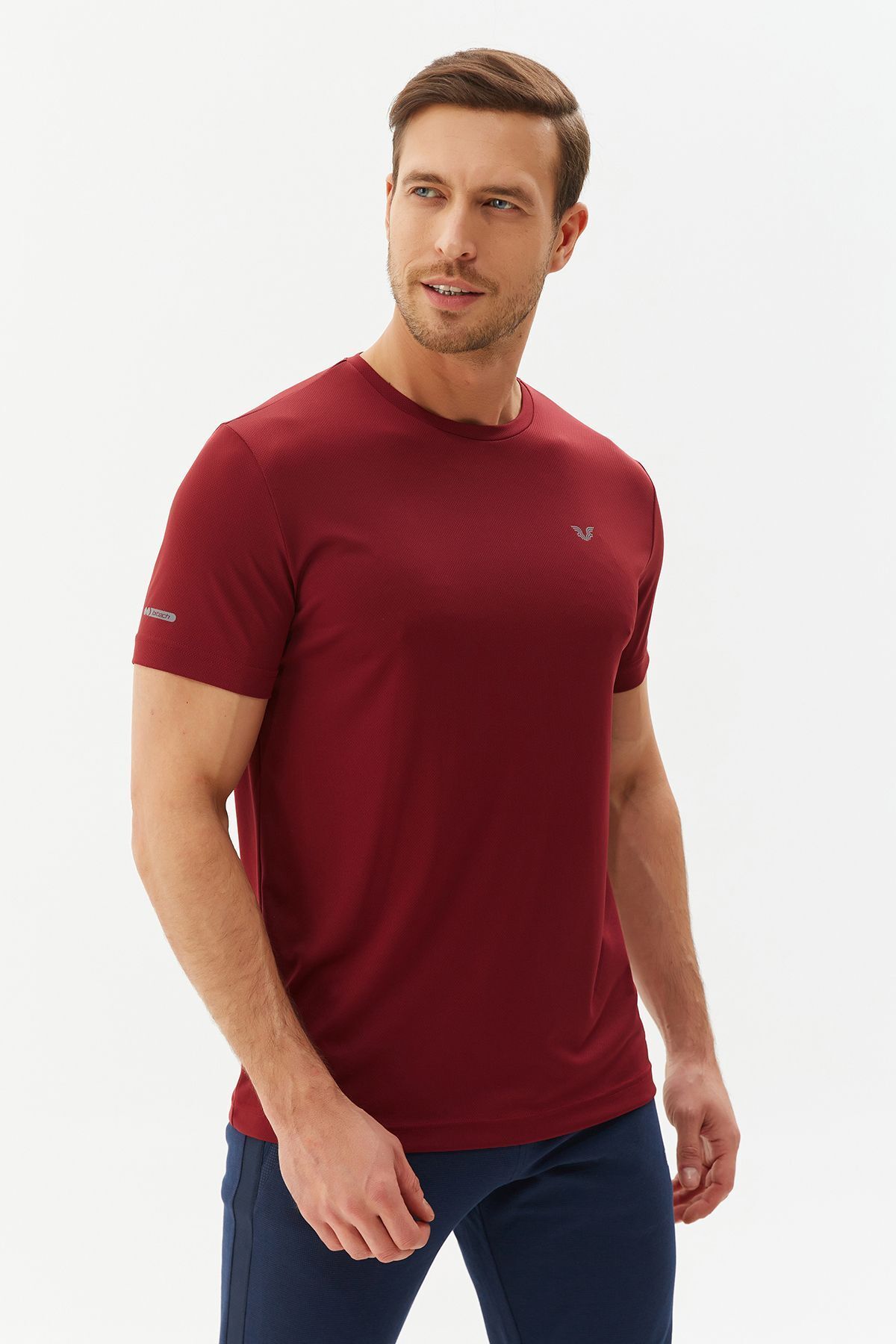 aradimtaradim Erkek Bordo Büyük Beden Örme Spor Tişört 1754