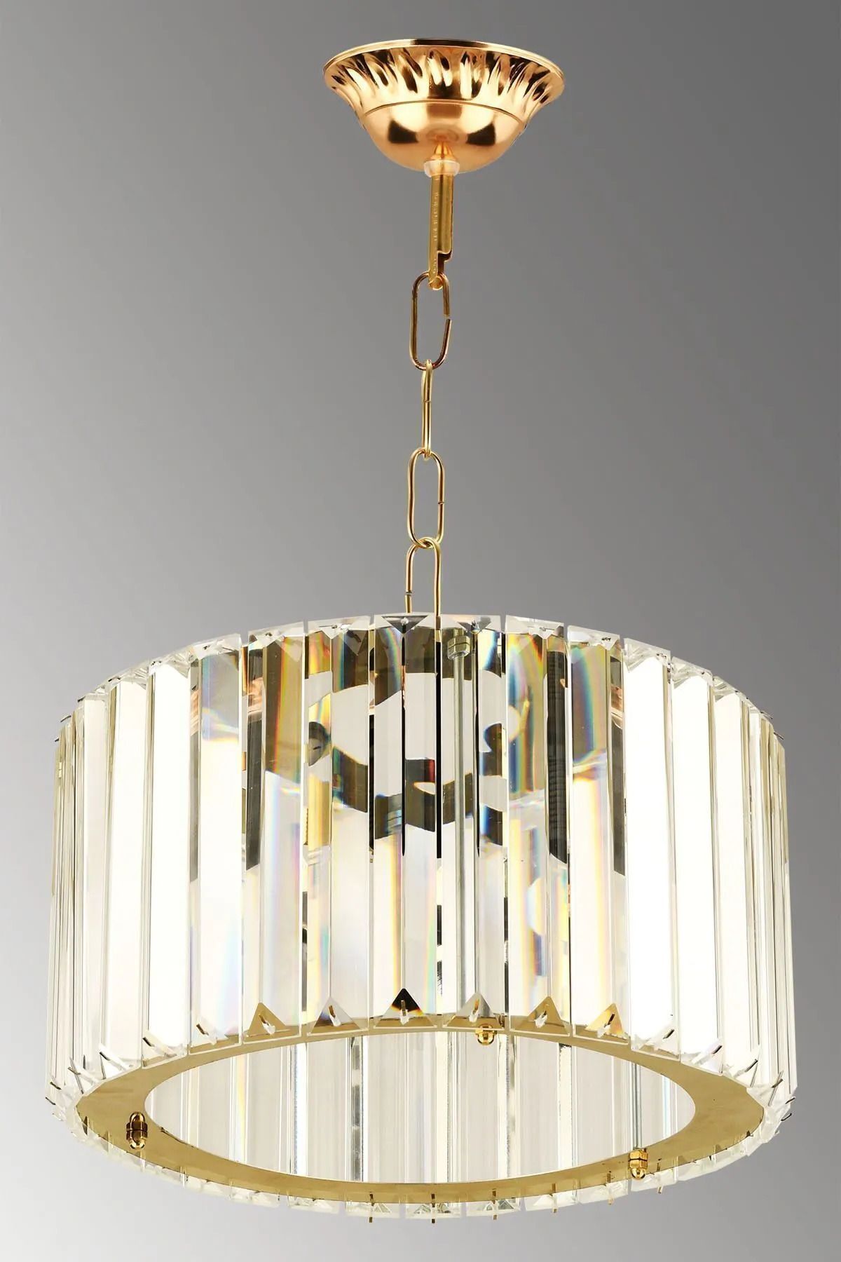 XİGENON Opalya Gold Kristal Şeffaf Camlı Kristal Taşlı Avize