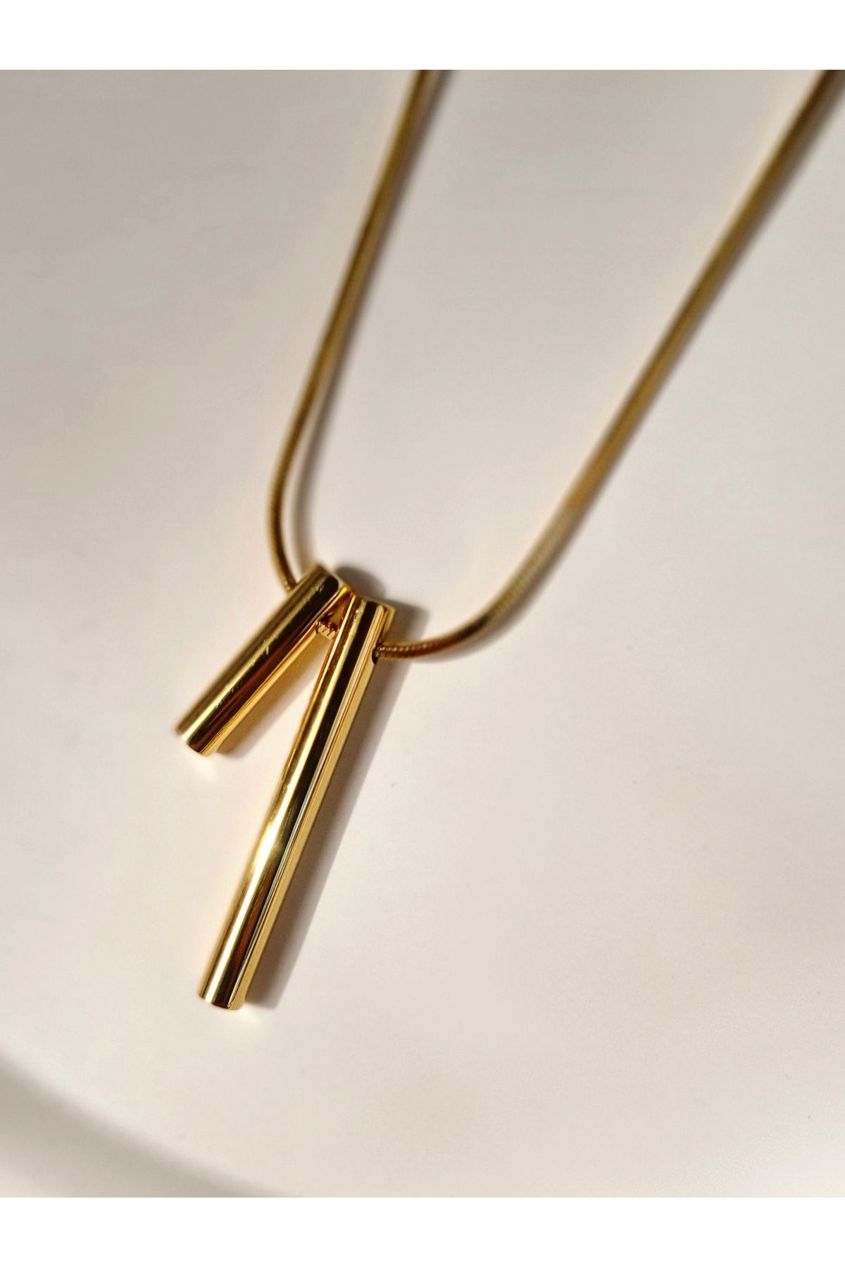 Mirage Design Gold Detaylı Çelik Kolye 16