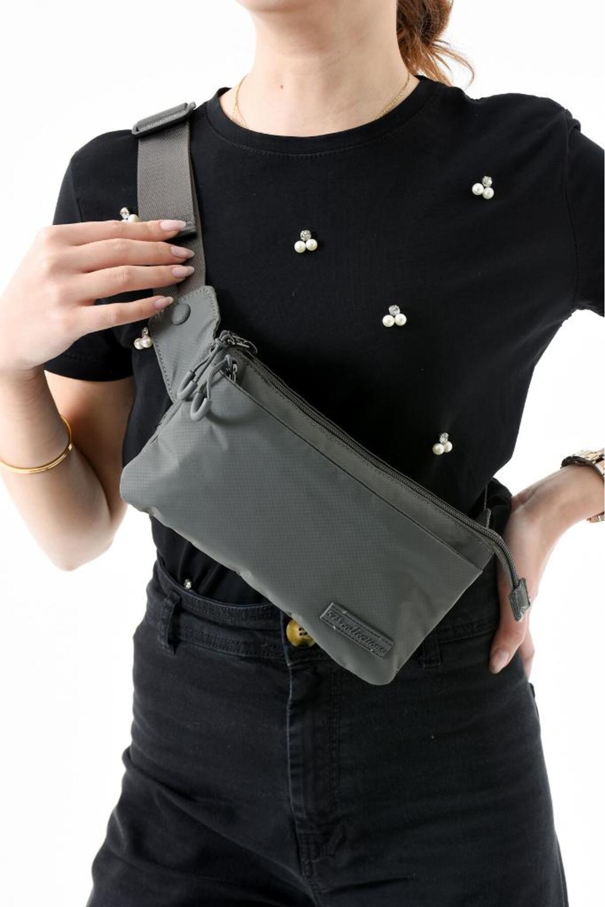 Baginn Unisex Bel Çantası Free Bag Paraşüt Kumaş Hafif Yağmur Geçirmez Kumaş Çok Cepli Body Bag 23*12 Cm