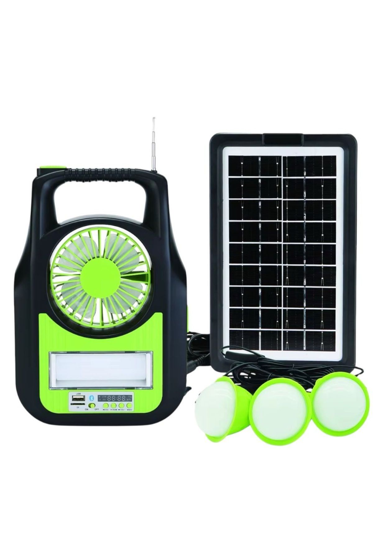 OnlyTech Kaliteli Şarjlı Solar Fener Radyo Bluetooth Özellikli 3 Ampullu Kamp Lambası