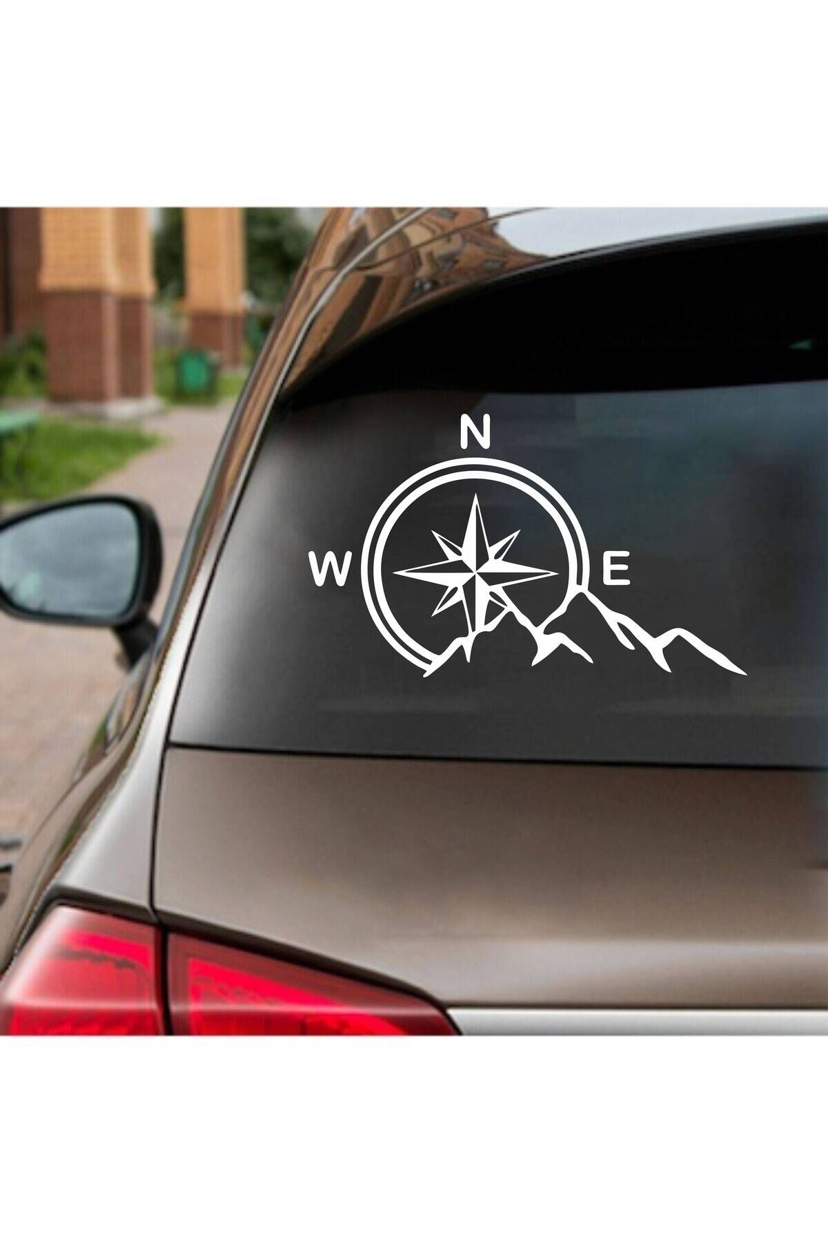 hediyenebak Pusula Dağ Araç, Araba, Oto, Motorsiklet, Kask, Laptop, Cam Sticker 25x15 cm
