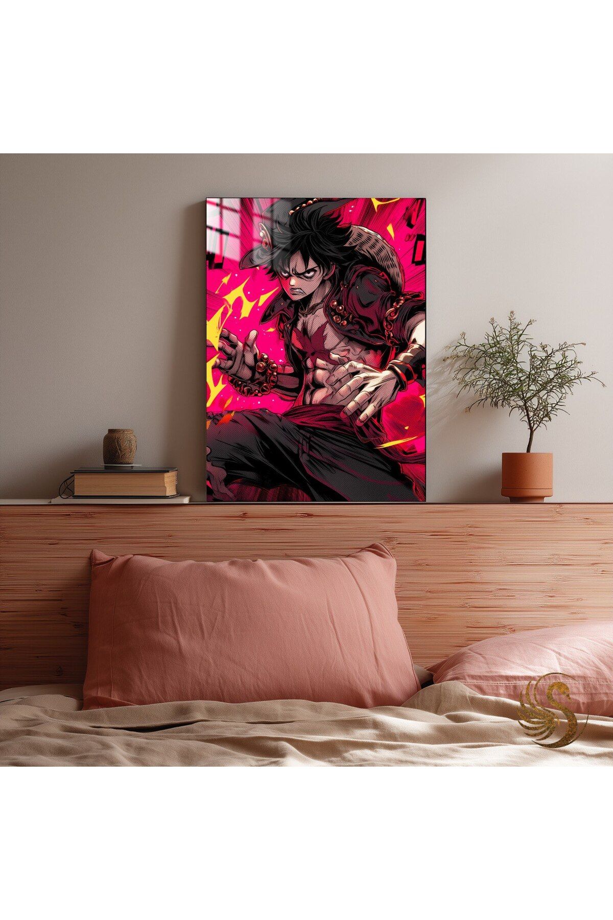 Lora Loom Anime Metal Poster – Alevli Güç Patlaması | Kırmızı Enerji Duvar Dekoru, Otaku Hediyesi, Epik Duruş