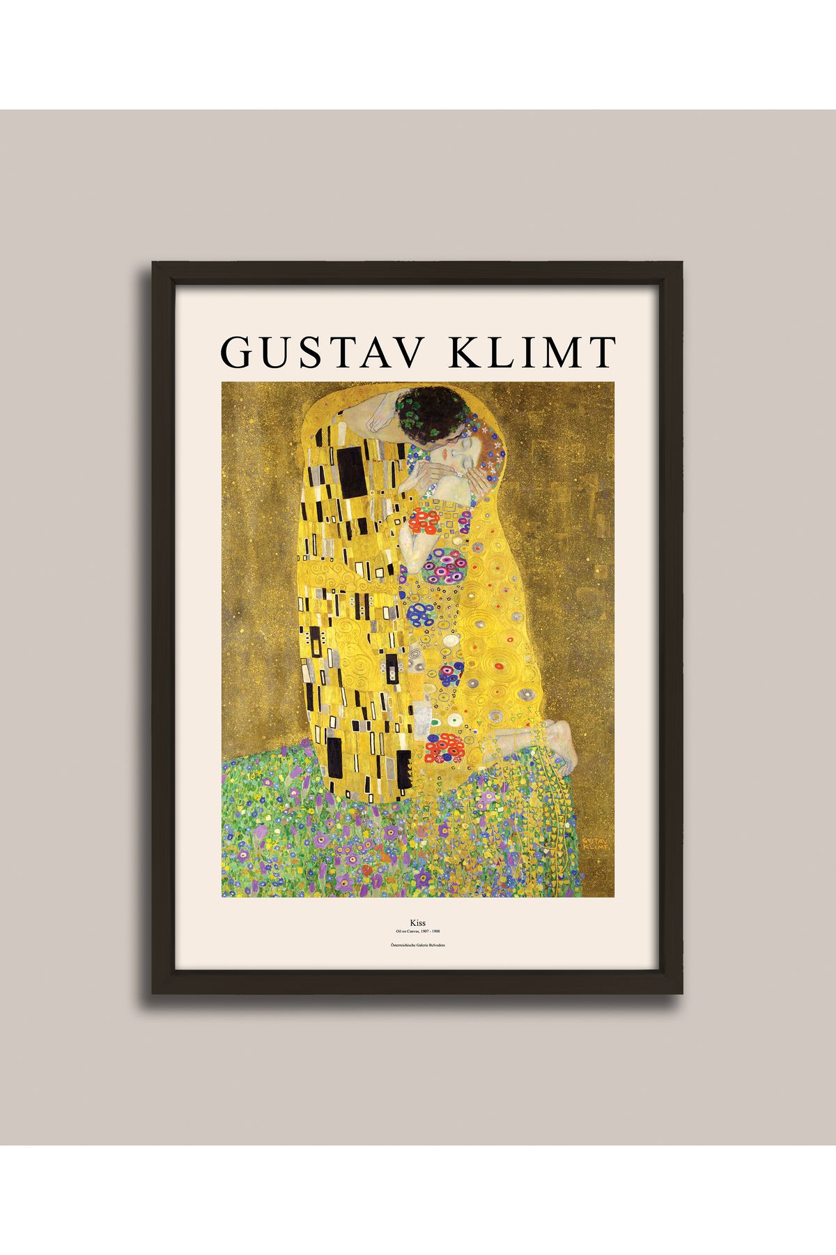 Elioure Siyah Ahşap Çerçevede Gustav Klimt Öpücük Posteri, Sanat ve Dekorasyon İçin Mükemmel