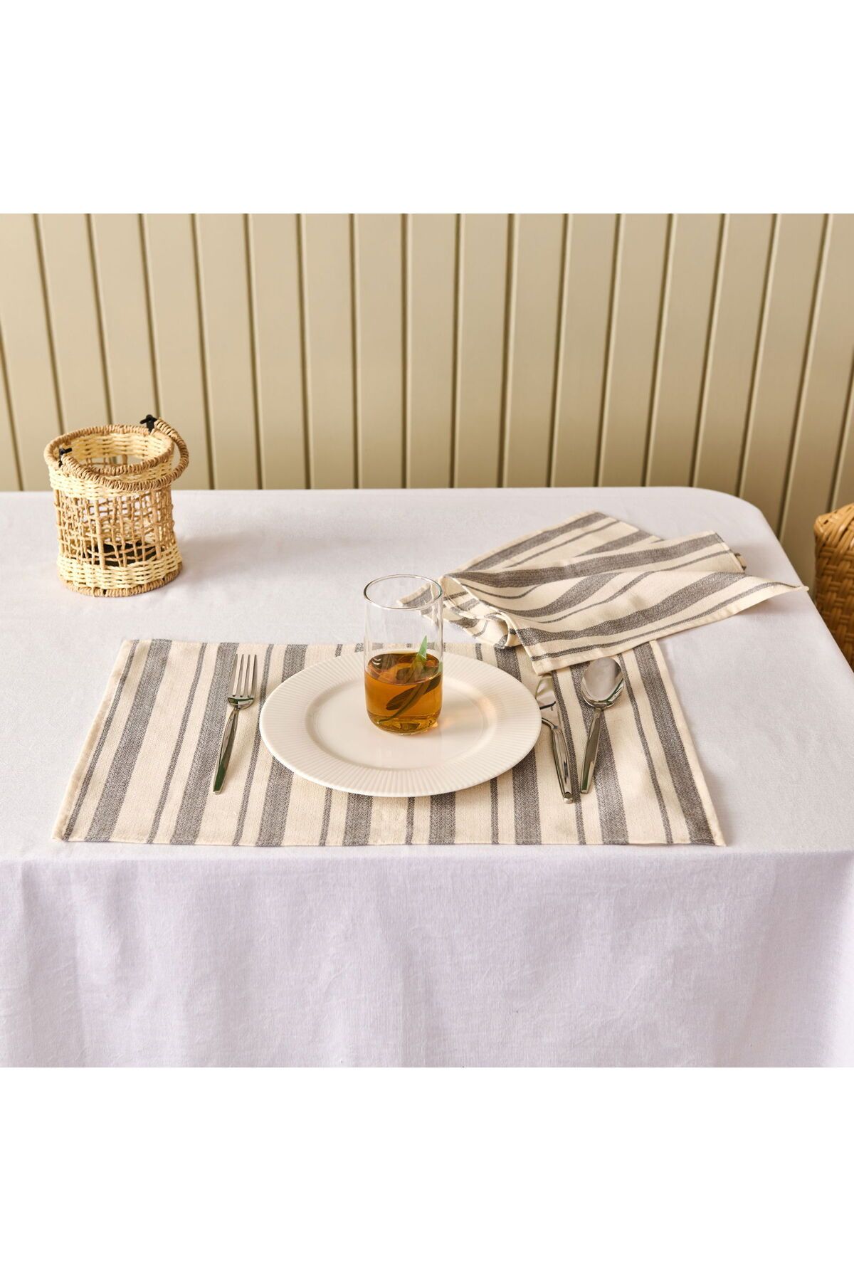 ASPARTAM Soft Alno 2'li Amerikan Servis - Ekru / Antrasit - 30x50 cm