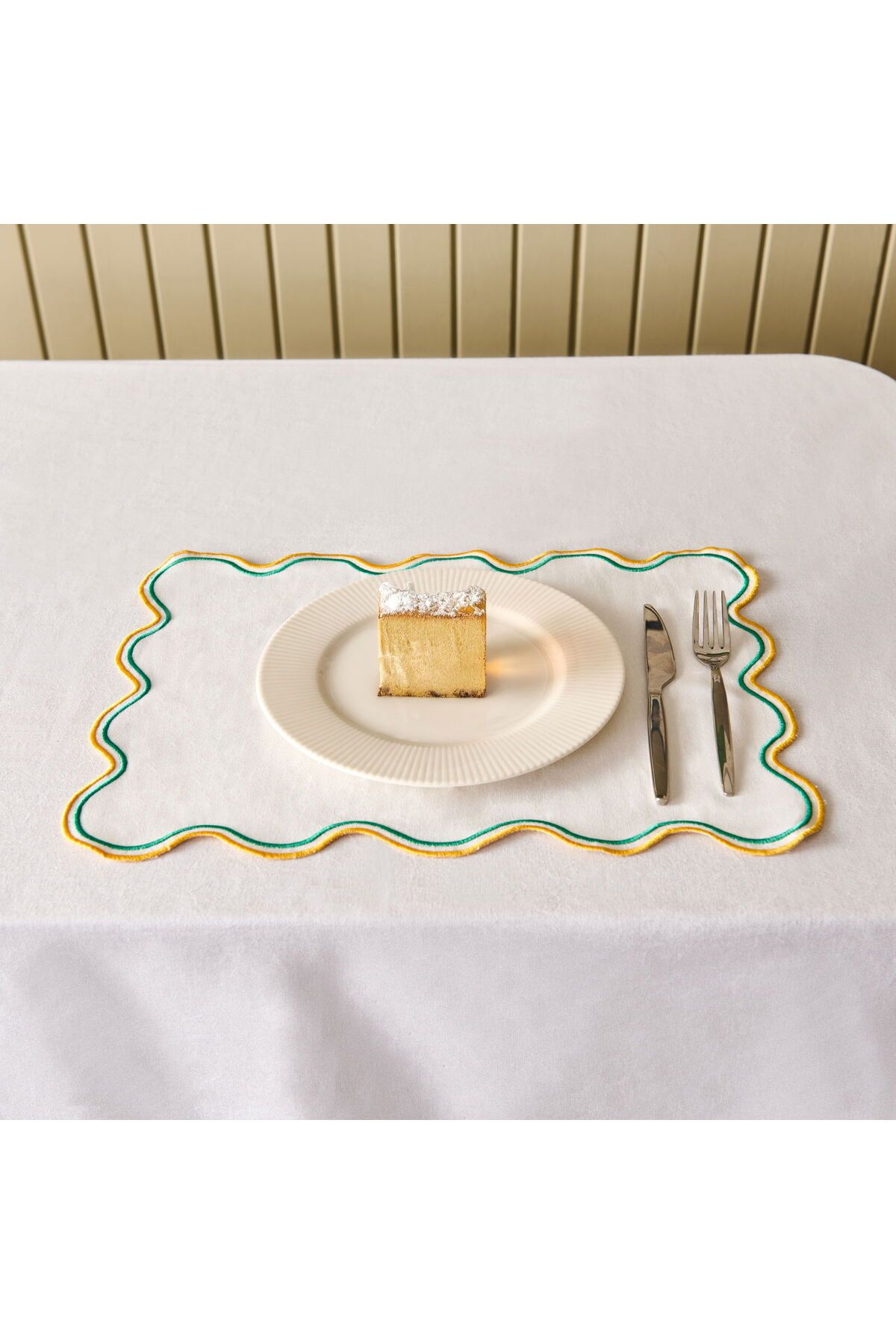 ASPARTAM Soft Nonna Amerikan Servis - Hardal / Yeşil - 30x50 cm
