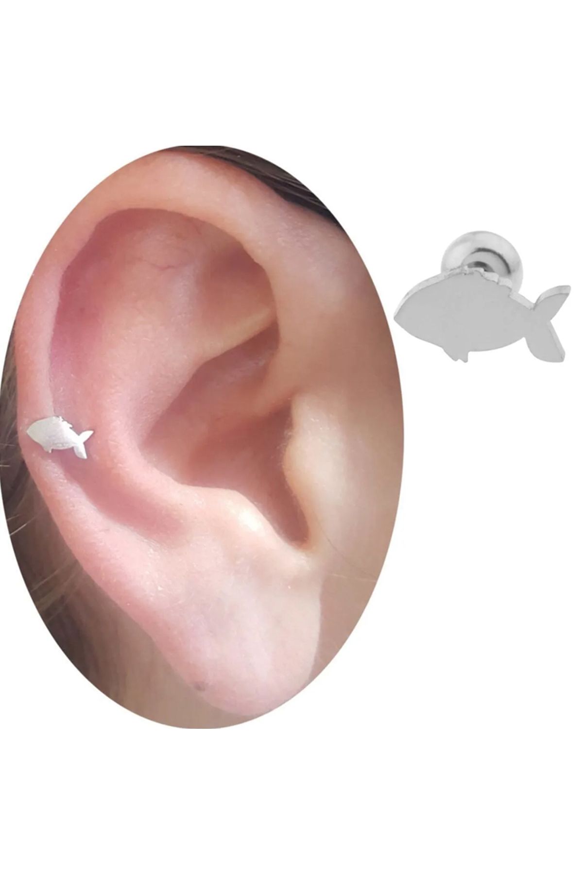 Cadının Dükkanı Çelik Balık Tragus Helix Kıkırdak Piercing