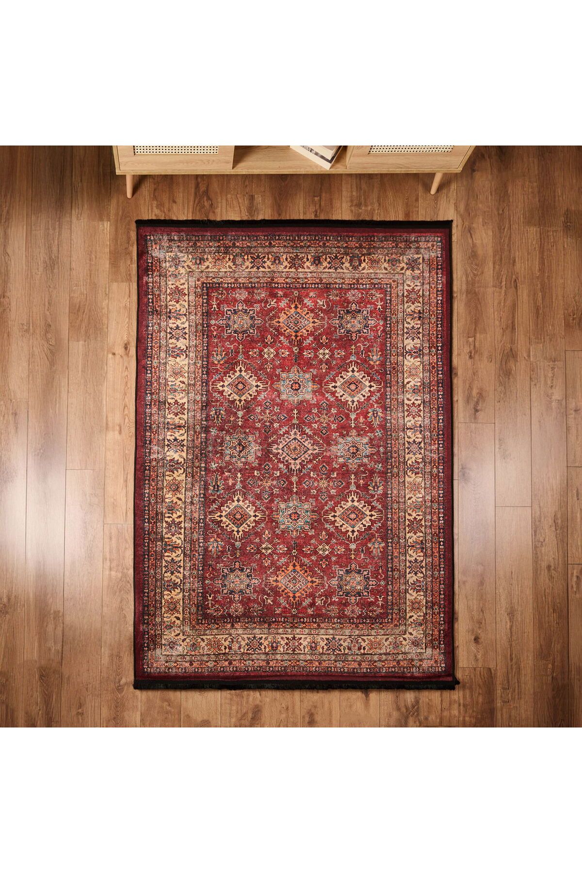 ASPARTAM Soft Line Afgan Desenli Halı - Kırmızı - 160x230 cm