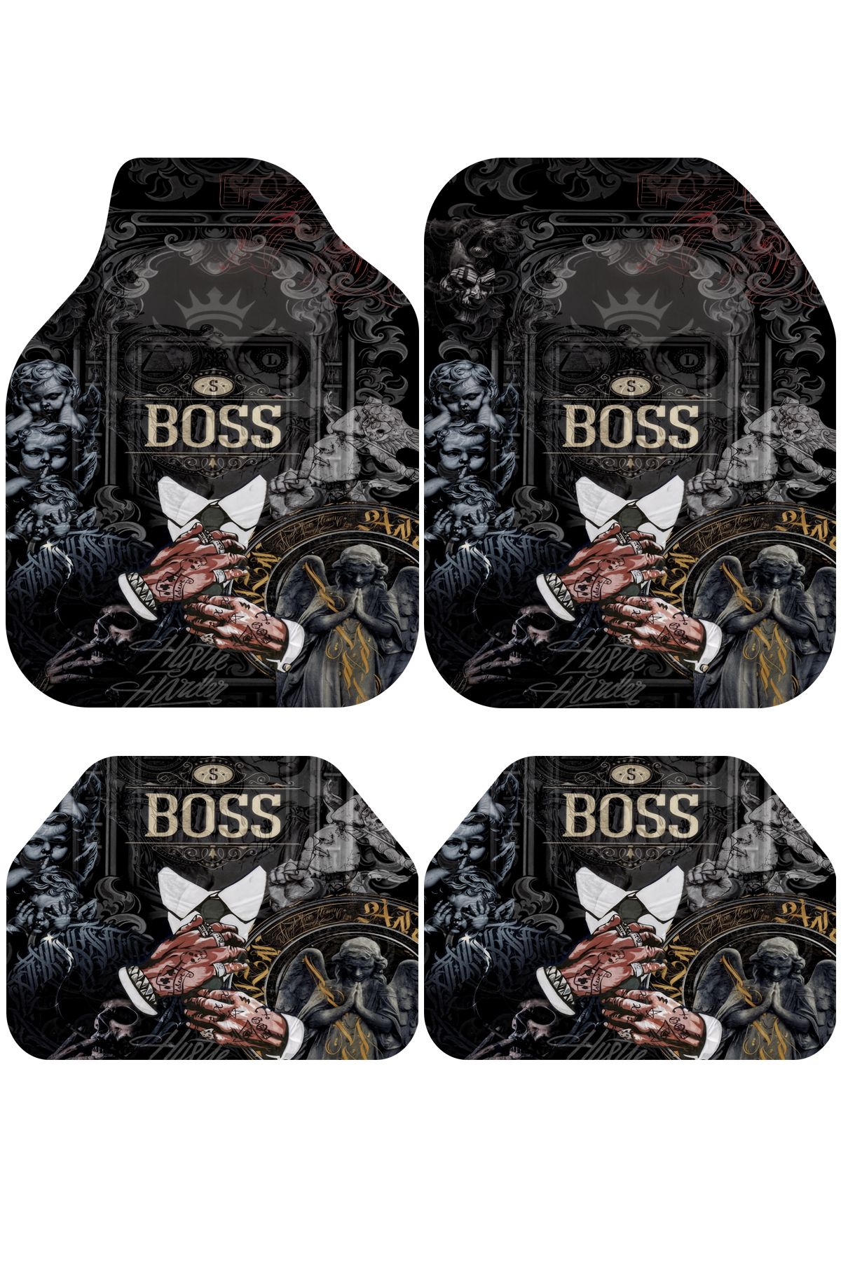 Artızon Boss Dekoratif Desenli Oto Paspas Takımı Tüm Modellere Uyumlu Universal Kesim