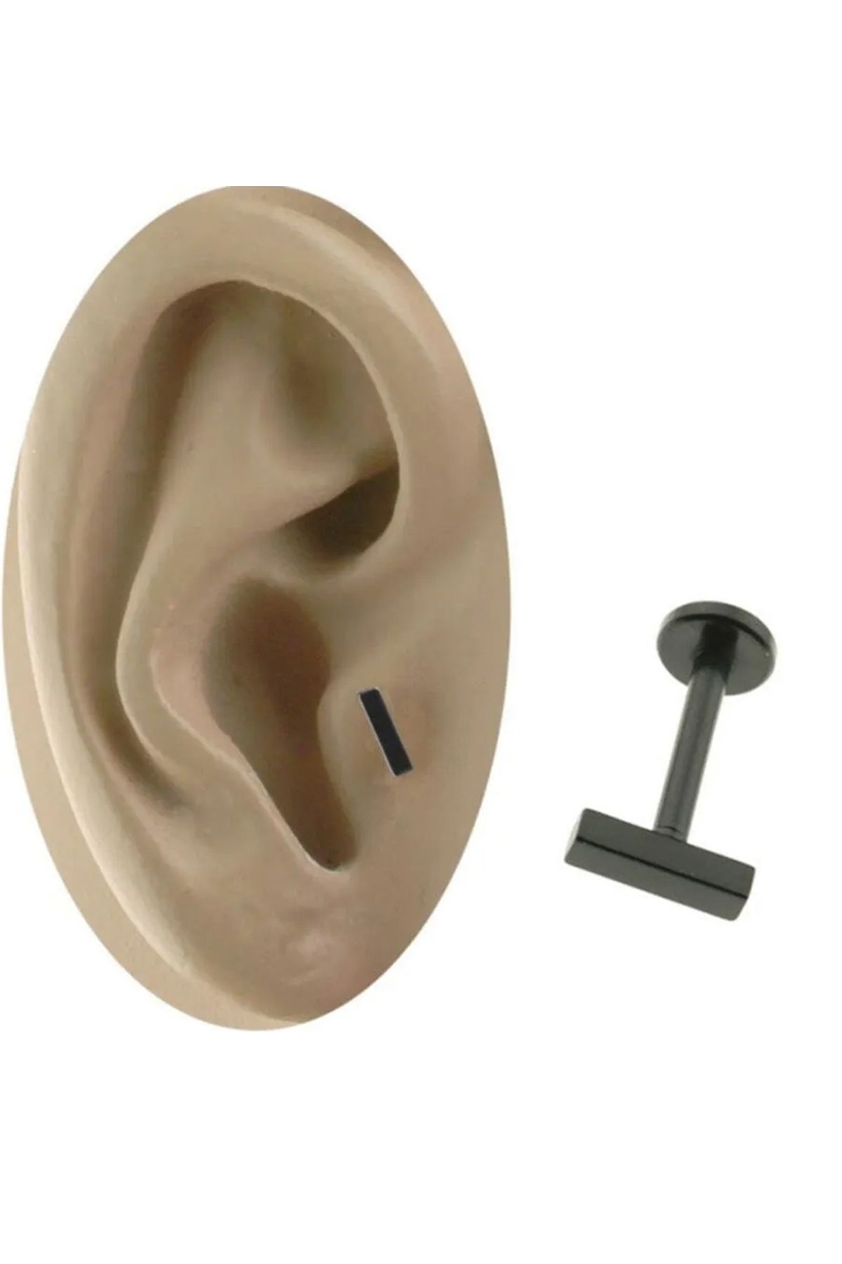 Cadının Dükkanı Çelik Siyah Dikdörtgen Dudak Tragus Helix Kıkırdak Piercing