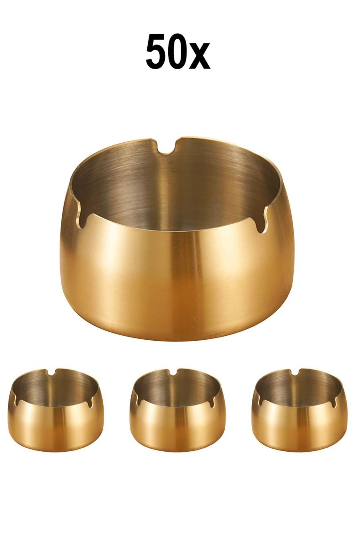Falconetti 50 Adet Çelik Gold 8cm Kafe Restaurant Lokanta Yuvarlak Kül Tablası Küllük mt173