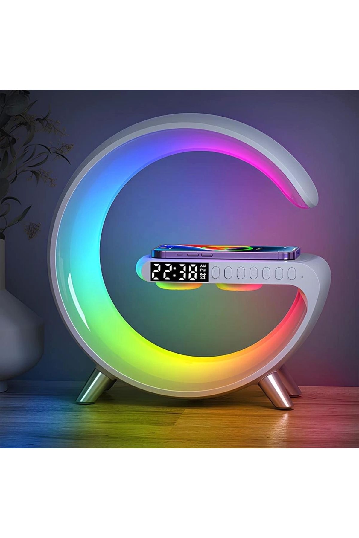 shop Çok Fonksiyonlu Kablosuz Şarj Saat Ve Hoparlör Özellikli Masa Lambası Alk2290