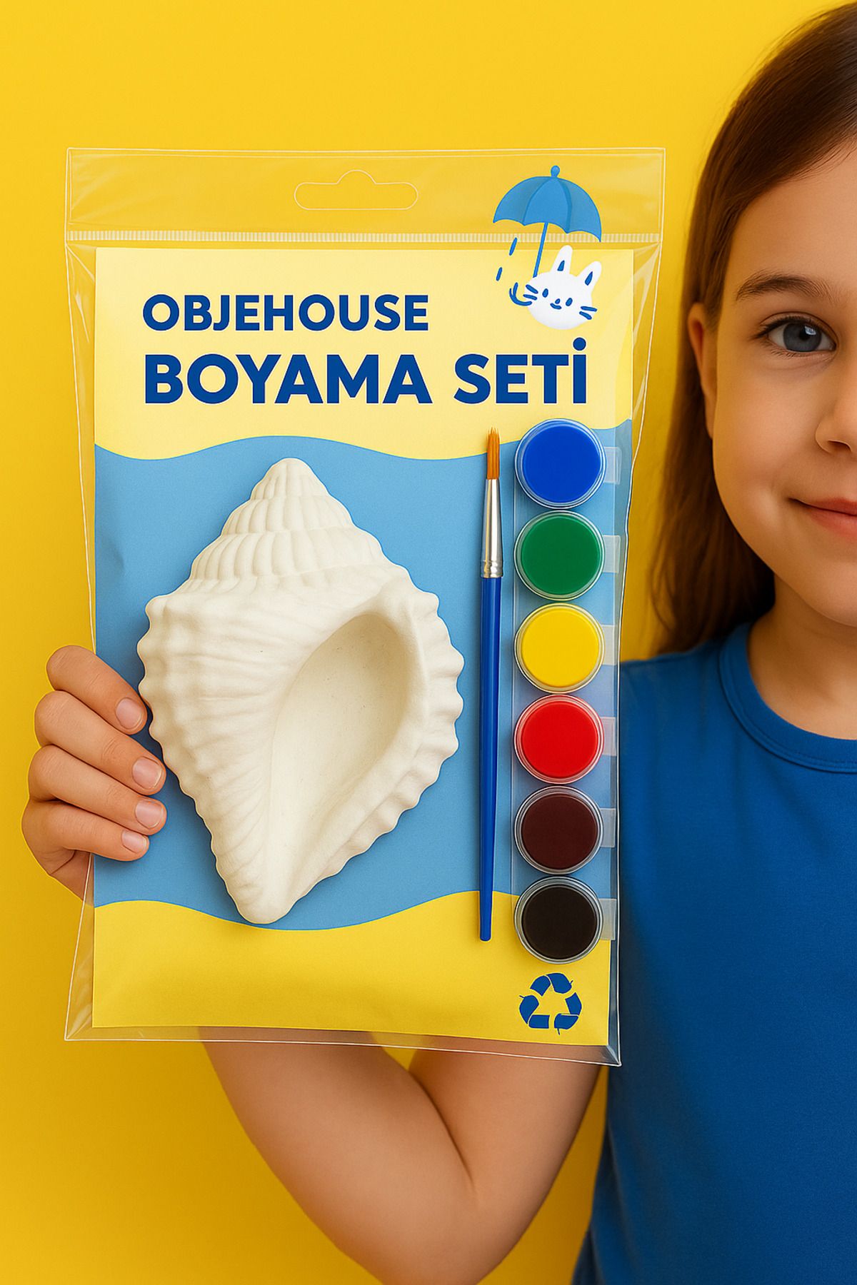 WeSank Objehouse Boyama Seti – Deniz Kabuğu Figürlü, 6 Renk Boya ve Fırça Hediyeli