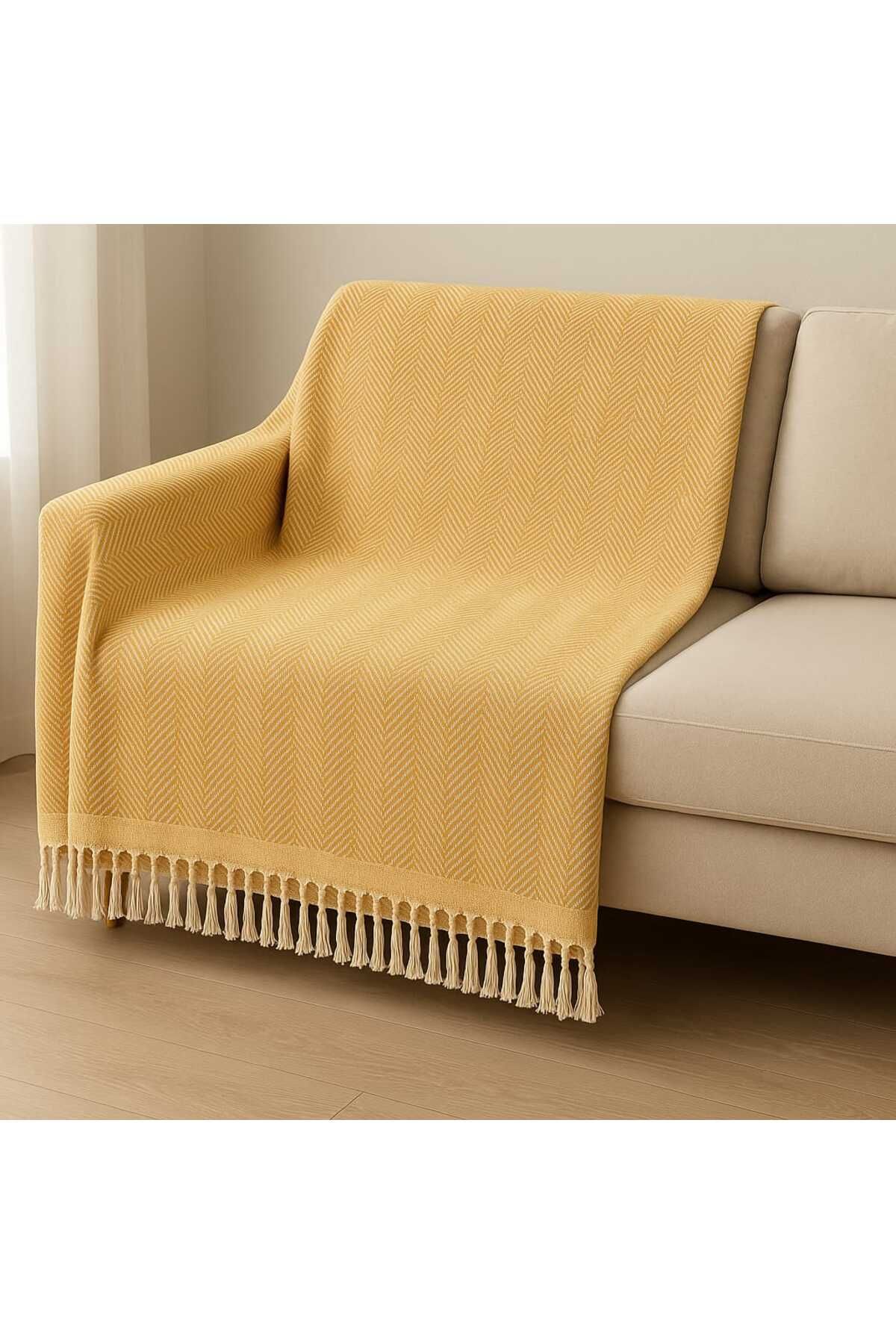 Loova Koltuk örtüsü %100 pamuklu zigzag desen 3 lü koltuğa uygun 180*215 ebat sarı lila buldan dokuması