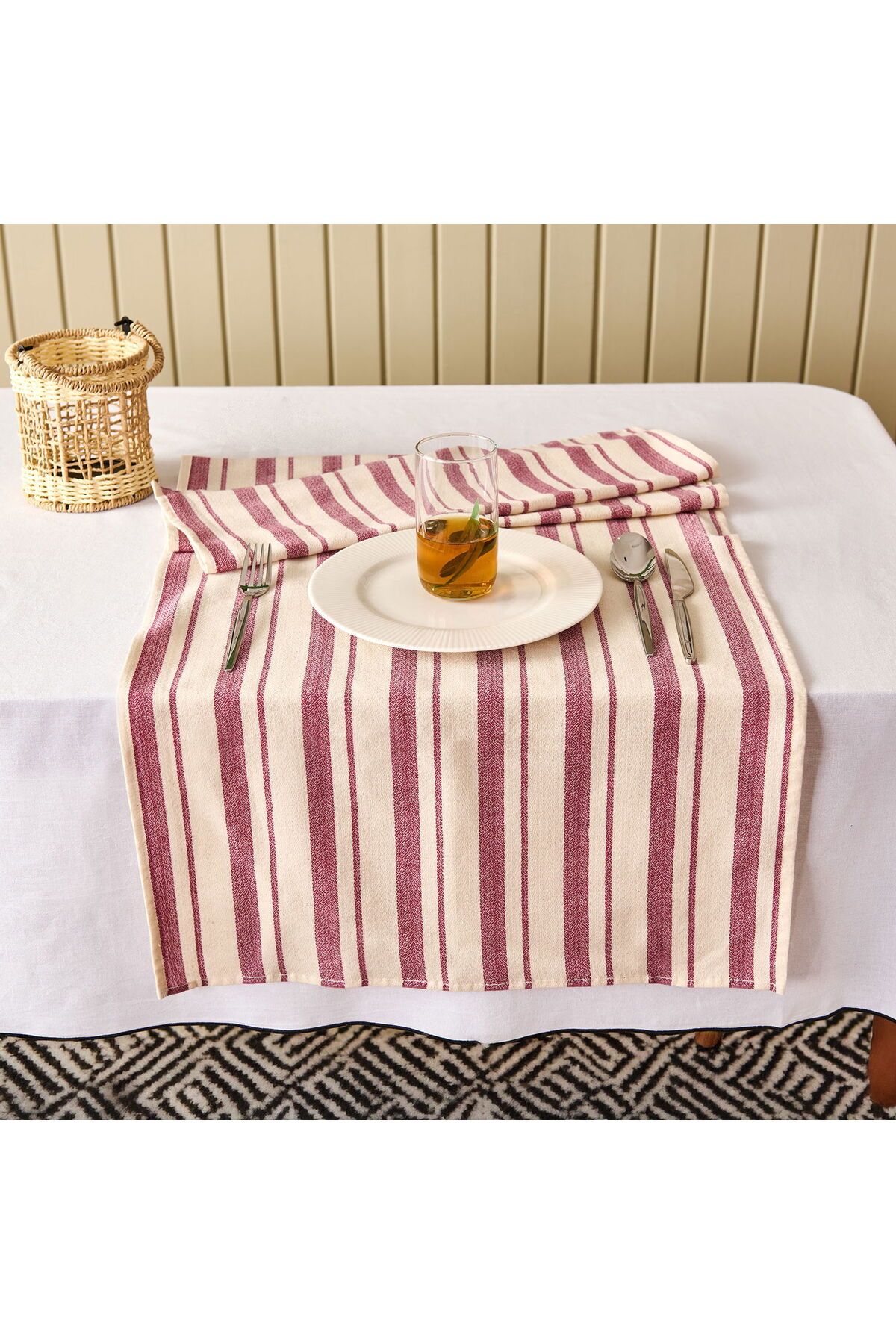 ASPARTAM Soft Alno Runner - Ekru / Mürdüm - 50x140 cm