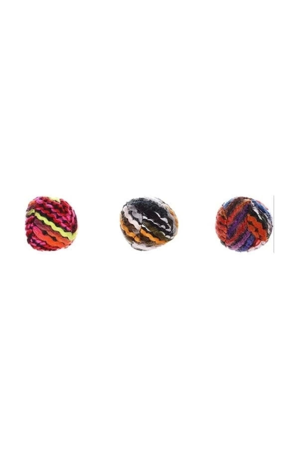 teknotrust Renkli Peluş İpli Top, 4.5 cm, Kedi Oyuncağı