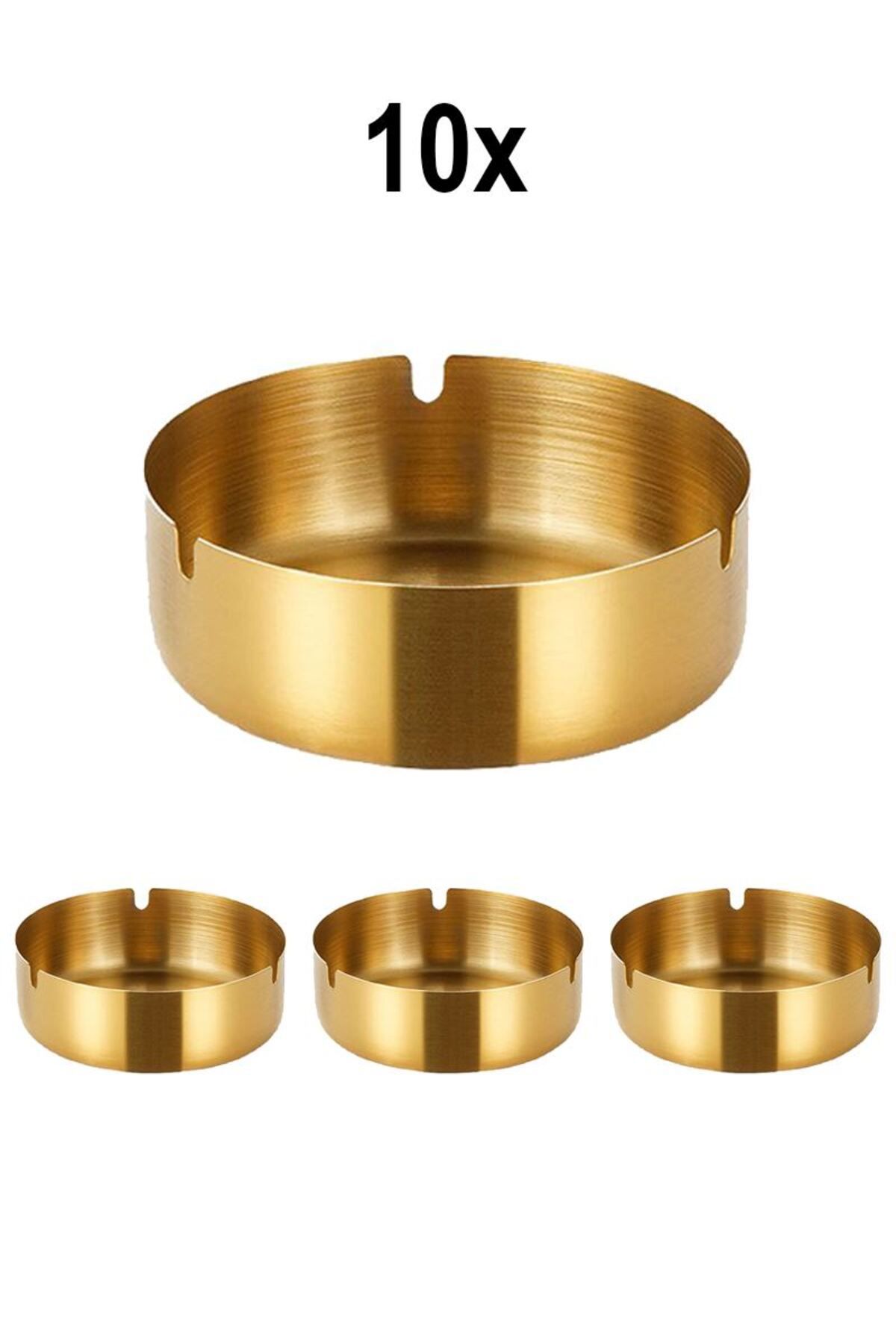 Falconetti 10 Adet Çelik Gold 8 cm Kafe Restaurant Lokanta Yuvarlak Kül Tablası Küllük