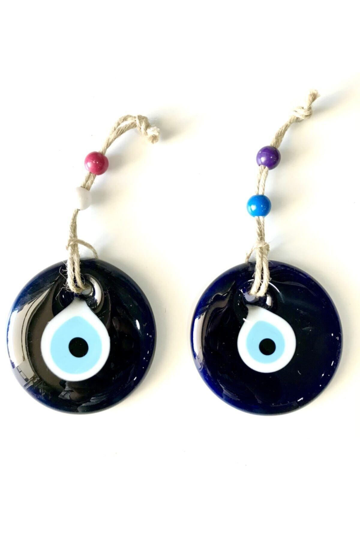Elioure Mavi Renkli Nazar Boncuğu Duvar Süsü, 2'li Set, 9 cm, Dekoratif ve Şık Tasarım