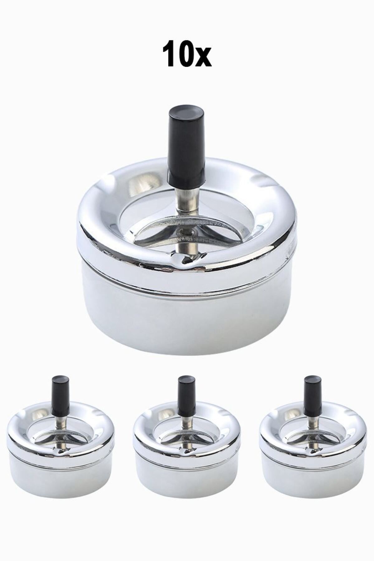 Falconetti 10 Adet Çelik 9 cm Basmalı Kafe Restaurant Lokanta Yuvarlak Kül Tablası Küllük
