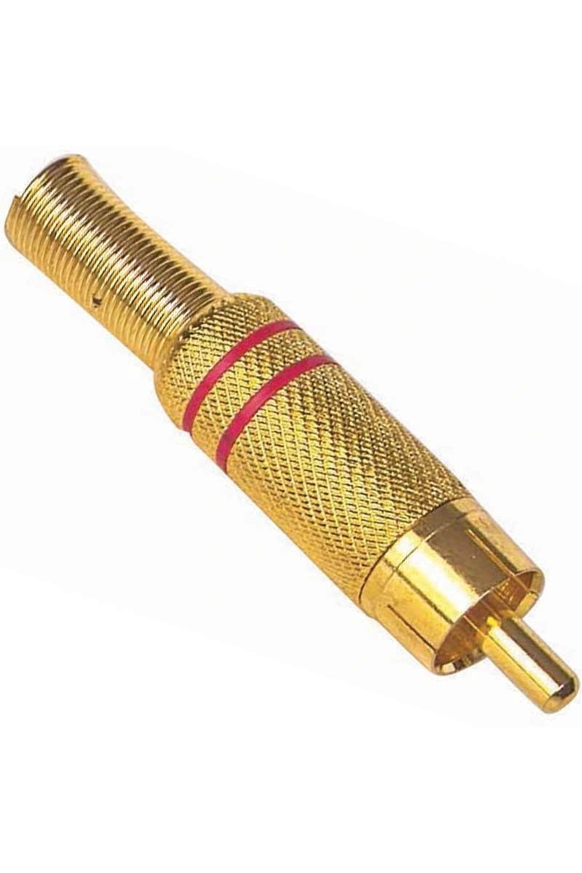 shopwave TOS FİŞ METAL ALTIN GOLD ERKEK KONNEKTÖR (SİYAH-KIRMIZI KODLU) RCA (5047)