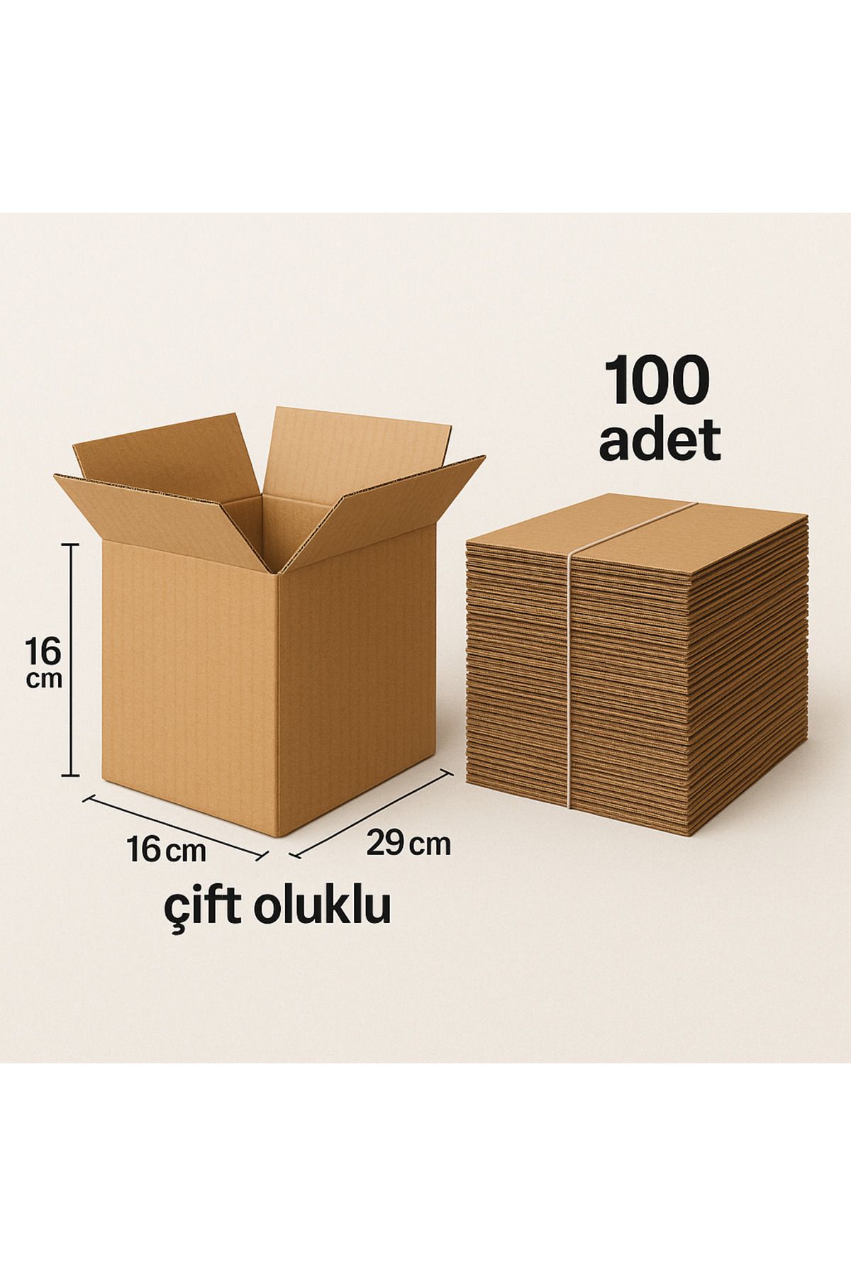 OLİWA DECOR 16 x 16 x 29 cm Çıkma Koli 100 ADET-Koli Kutu Boş Karton Ambalaj Taşınma Kolisi E Ticaret Kolisi