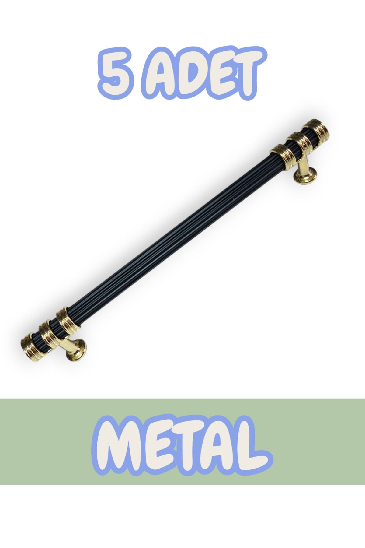 onderhomestore Çizgili Nesli Alüminyum Metal Lüks Modern Mobilya Çekmece Mutfak Dolabı Kulpu Siyah-Altın (5 Adet)