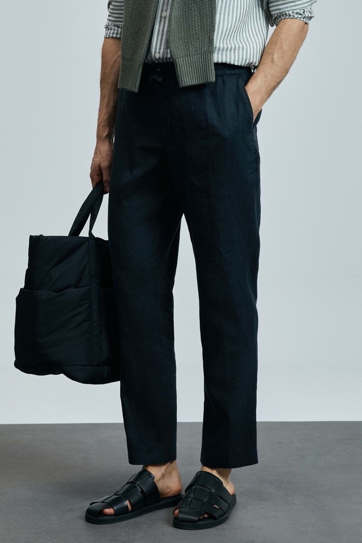 Lufian 111190350 Karl Smart Erkek Chino Pantolon Slim Fit Erkek Pantolon SİYAH