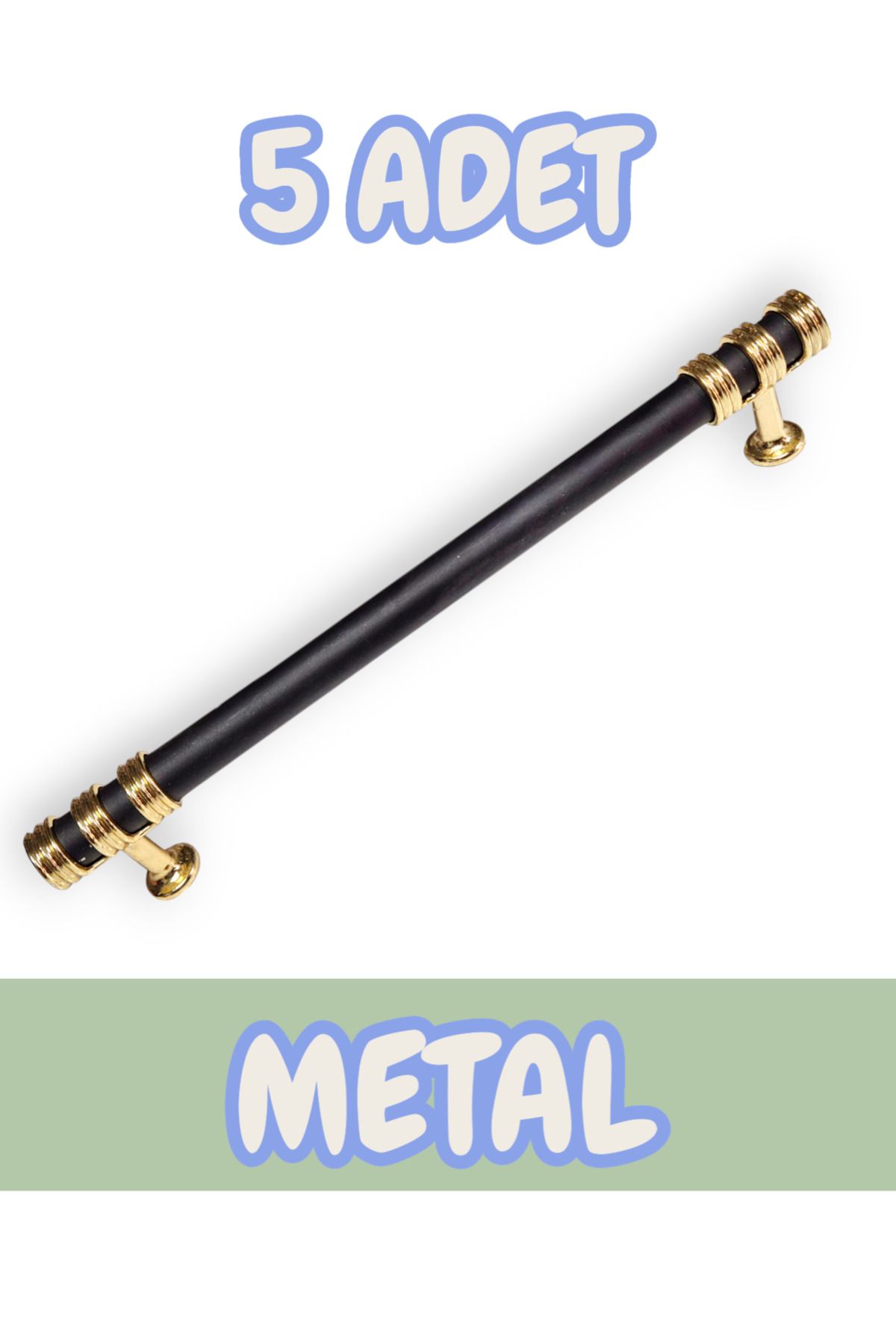onderhomestore Nesli Alüminyum Metal Lüks Modern Mobilya Çekmece Mutfak Dolabı Kulpu Siyah-Altın (5 Adet)