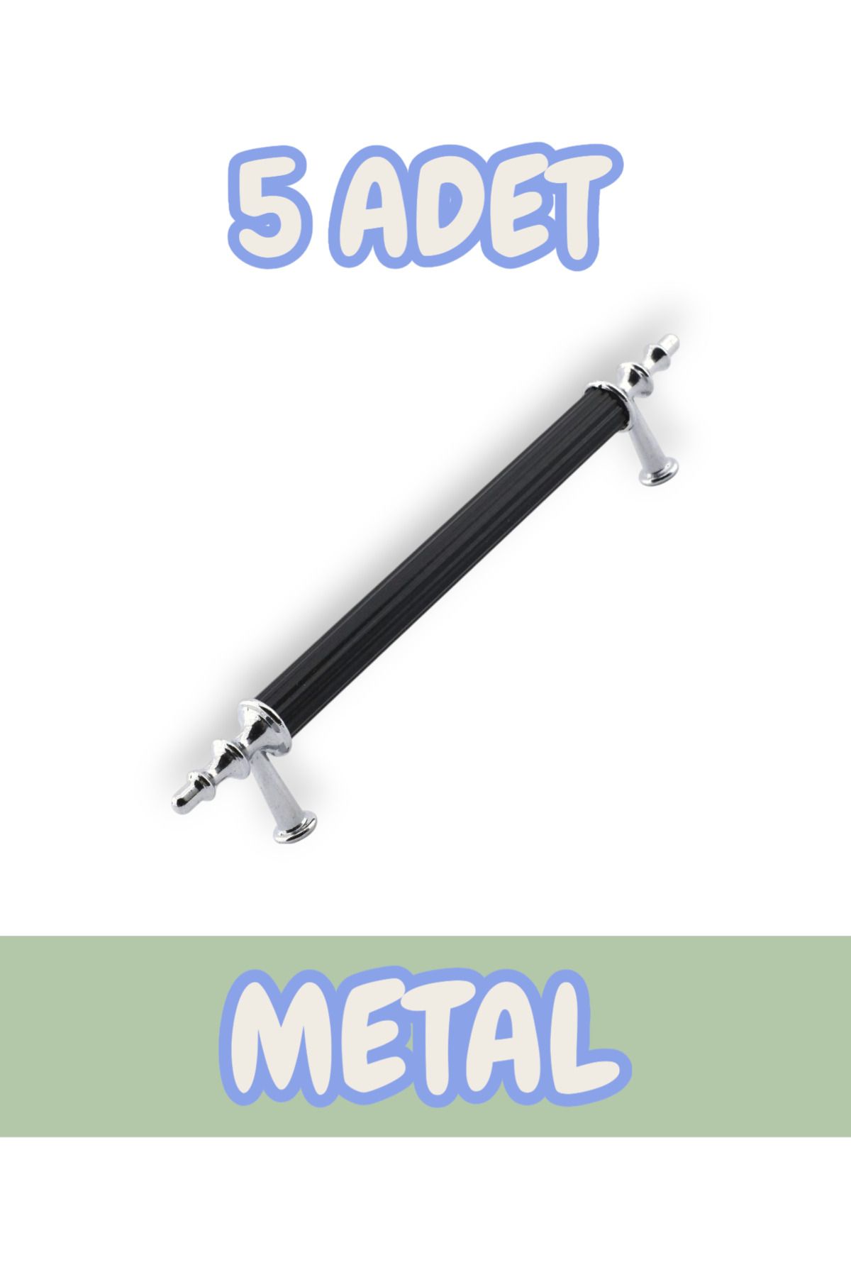 onderhomestore Tuana Rustik Alüminyum Metal Lüks Modern Mobilya Çekmece Mutfak Dolabı Kulpu Siyah-Krom (5 Adet)