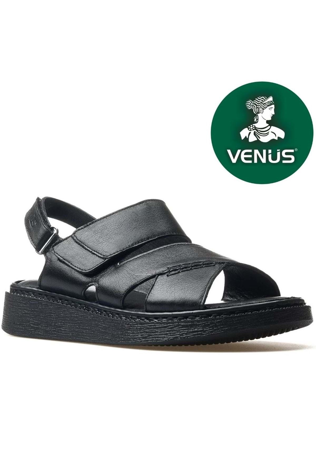 Kocamanlar Ayakkabı Venüs Axiz Hakiki Deri Comfort Ortopedik Kadın Sandalet SİYAH