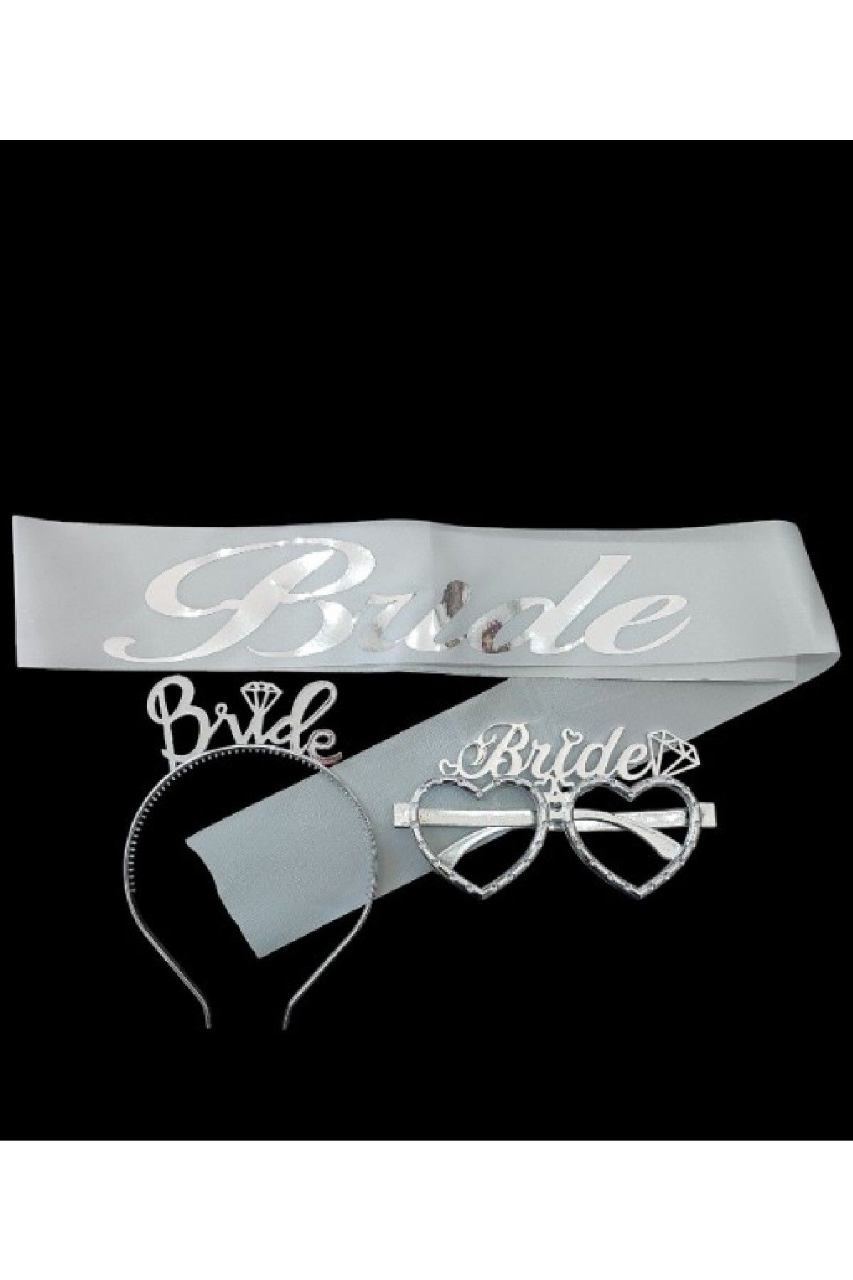 Bkmc Gümüş Bride Plastik Taç Gözlük Ve Kuşak Seti Bride Bekarlığa Veda Partisi
